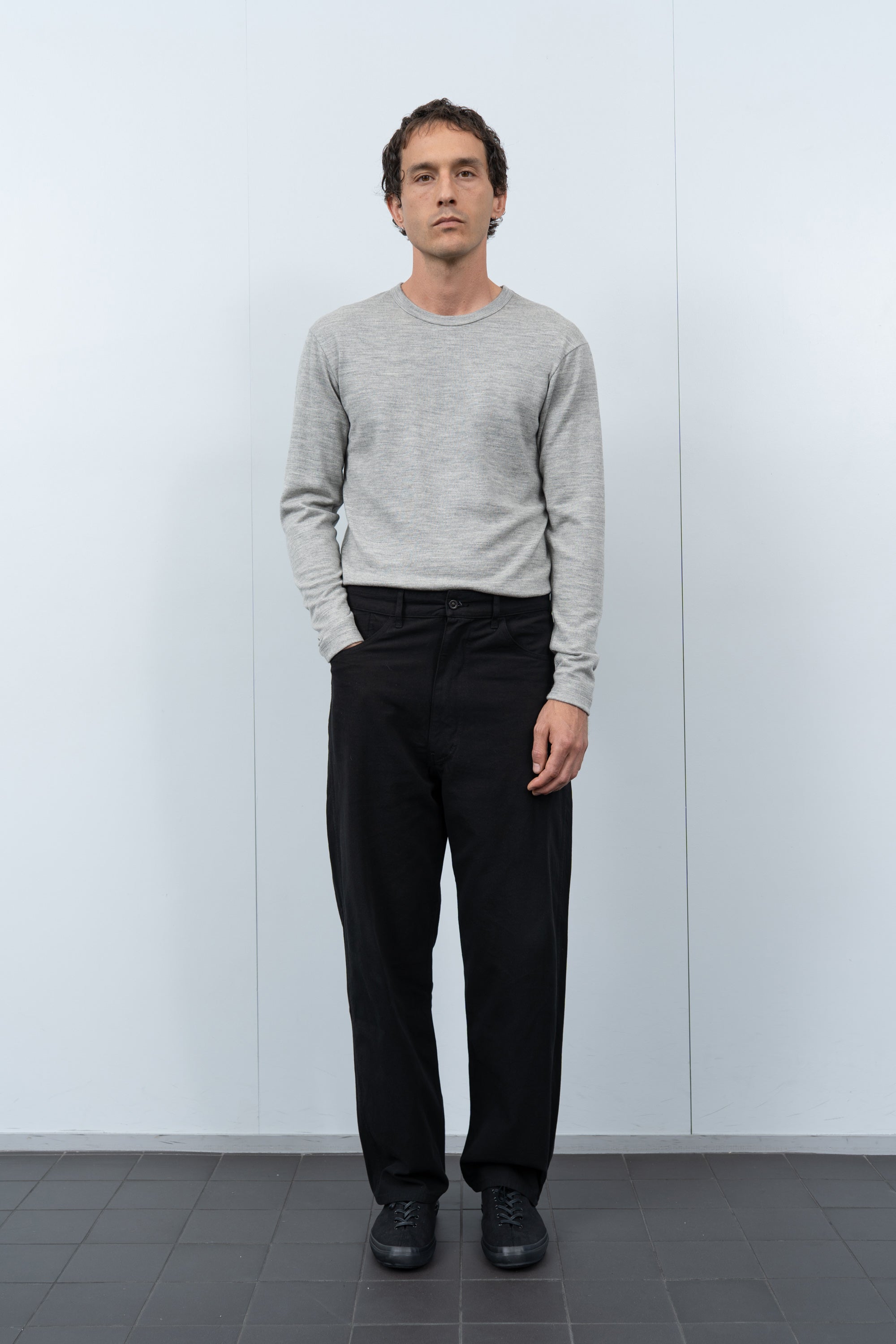 L/S WOOL CARLEN T-SHIRT - HEATHER GREY