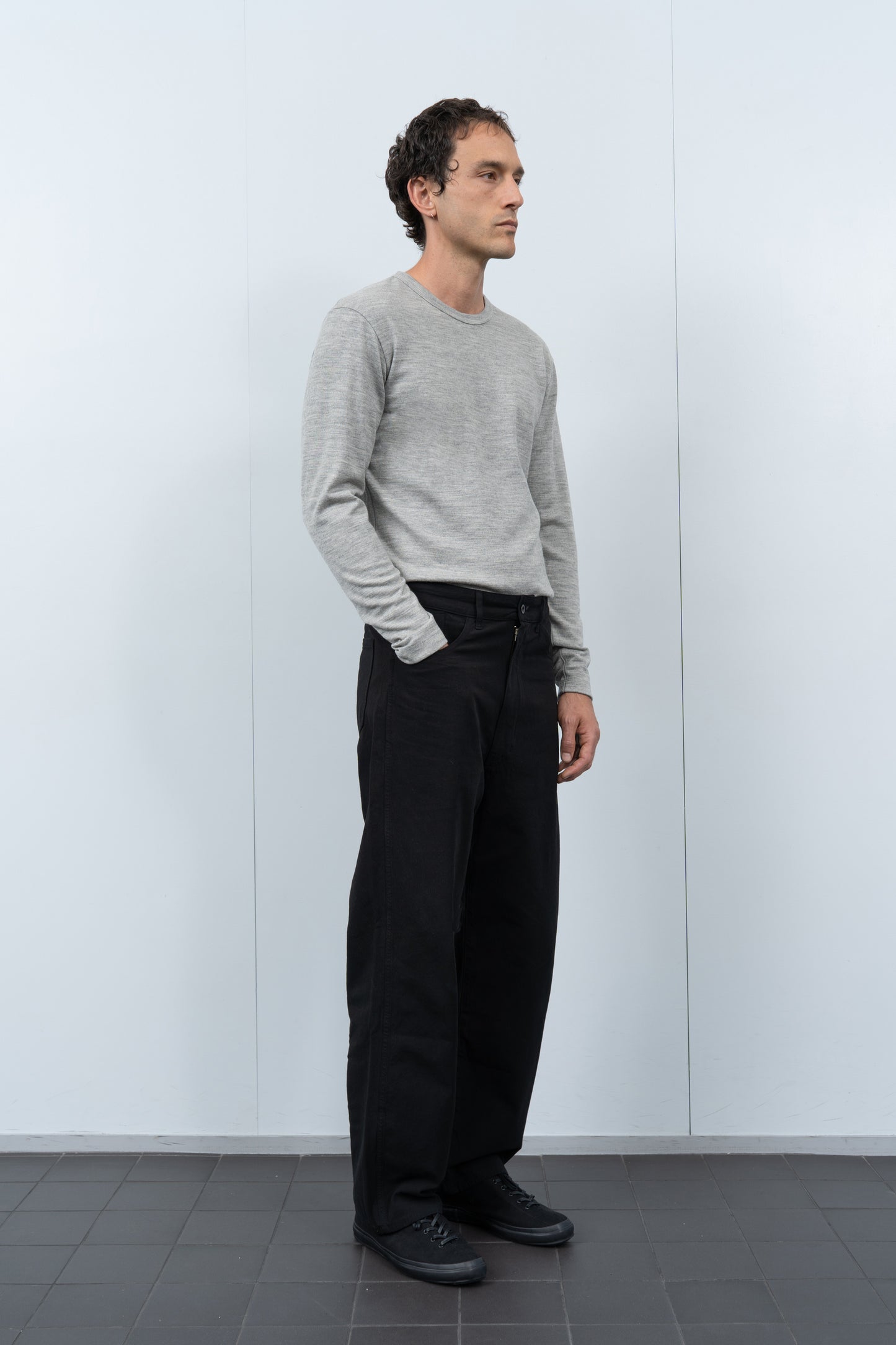 L/S WOOL CARLEN T-SHIRT - HEATHER GREY