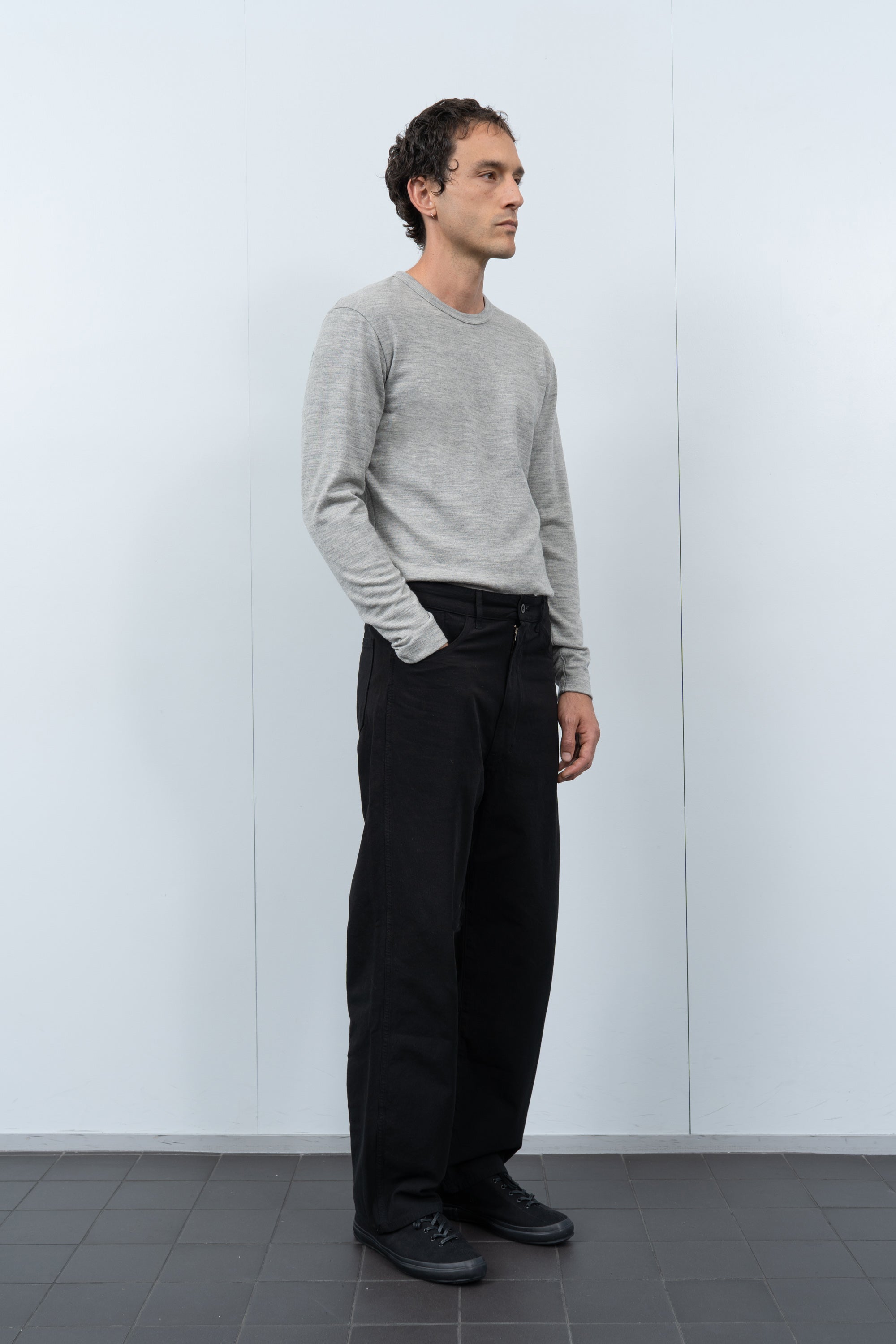 L/S WOOL CARLEN T-SHIRT - HEATHER GREY