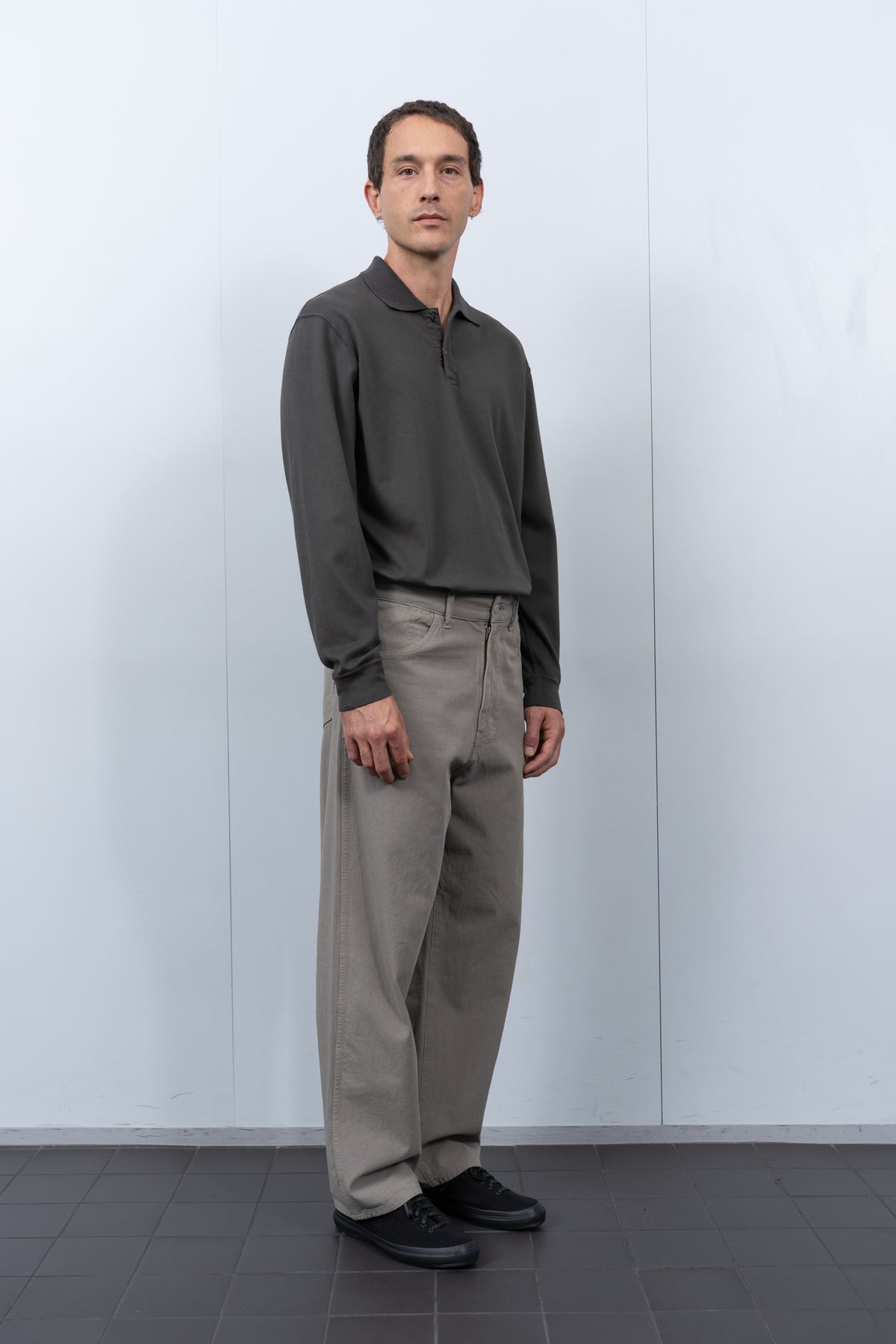 TWO BUTTON POLO - GRANITE