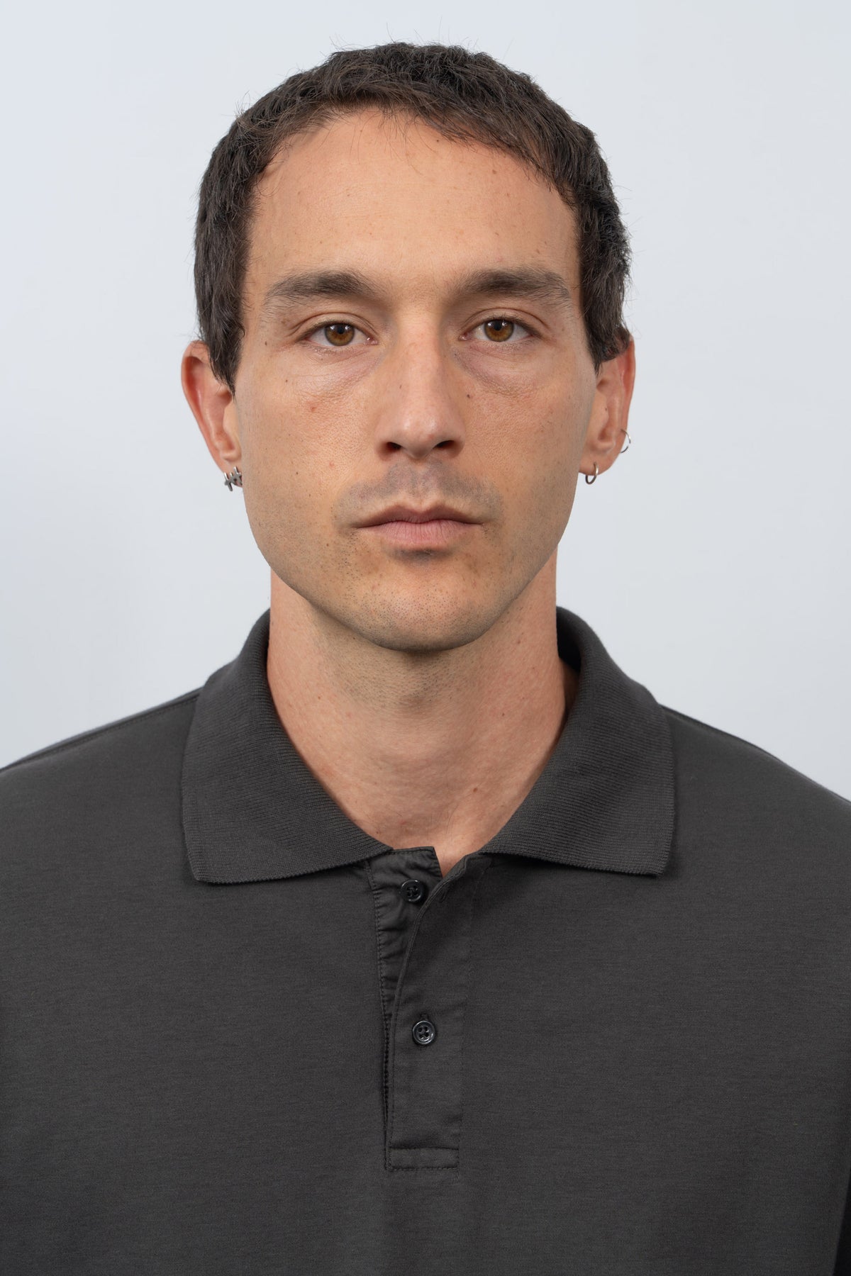TWO BUTTON POLO - GRANITE