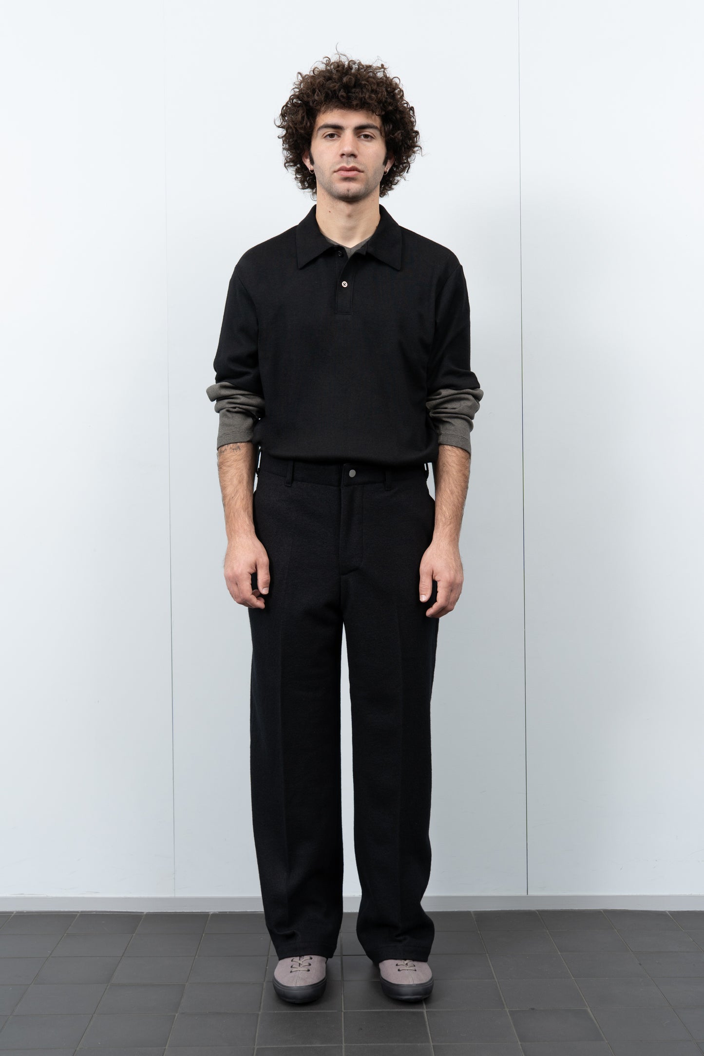 SUMMER WOOL POLO - BLACK