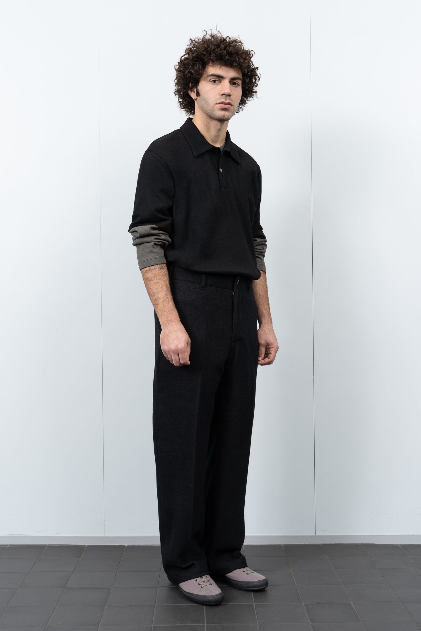 SUMMER WOOL POLO - BLACK