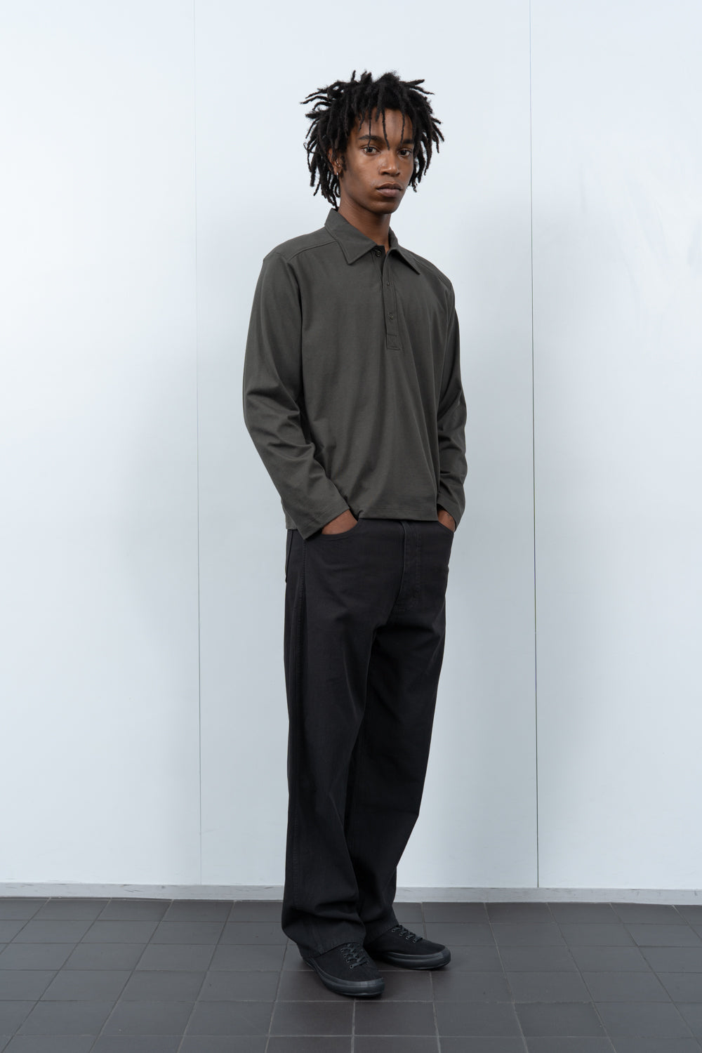 L/S WALTER POLO - GRANITE