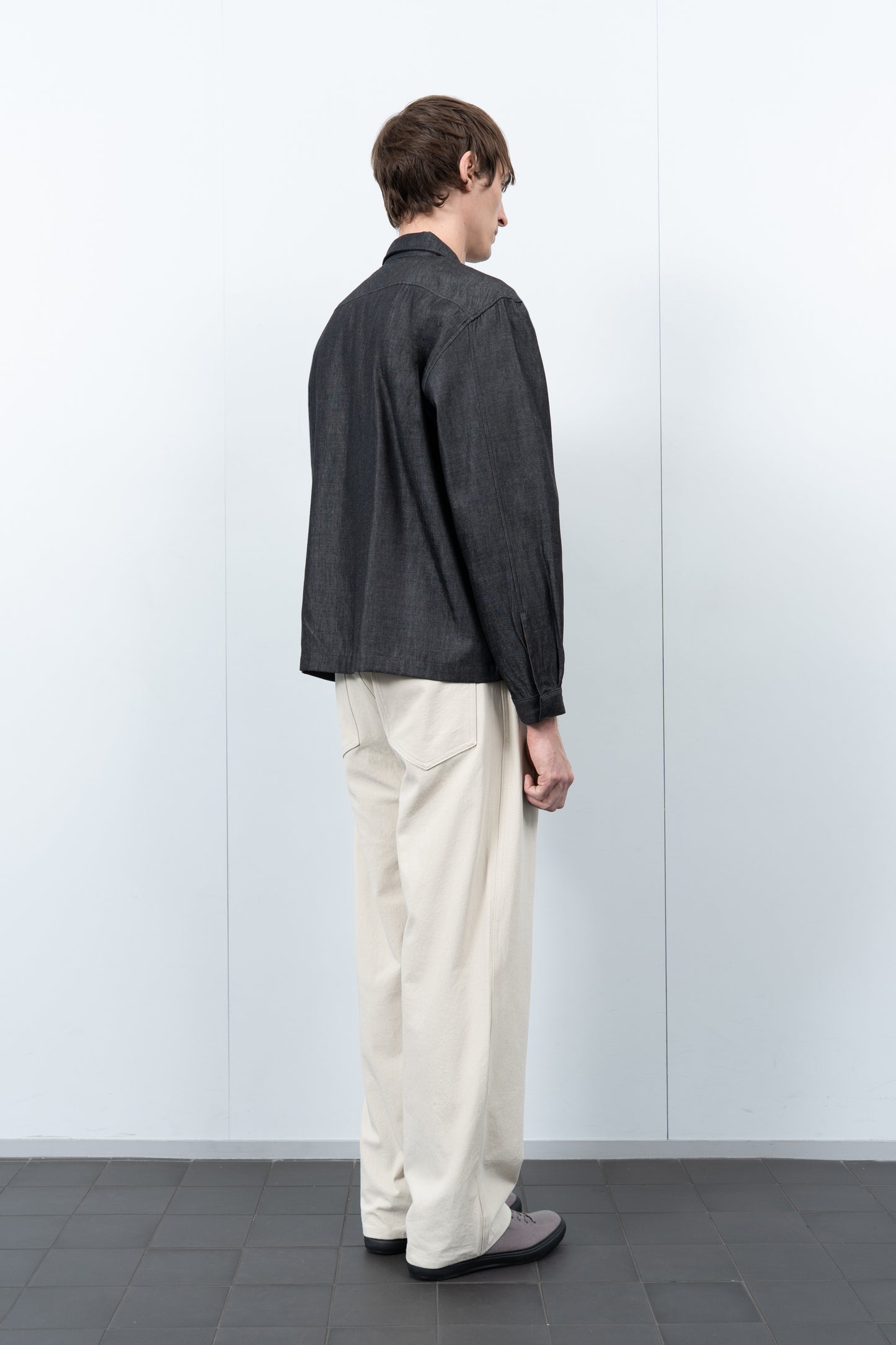 JOLIET ZIP SHIRT - BLACK CHAMBRAY