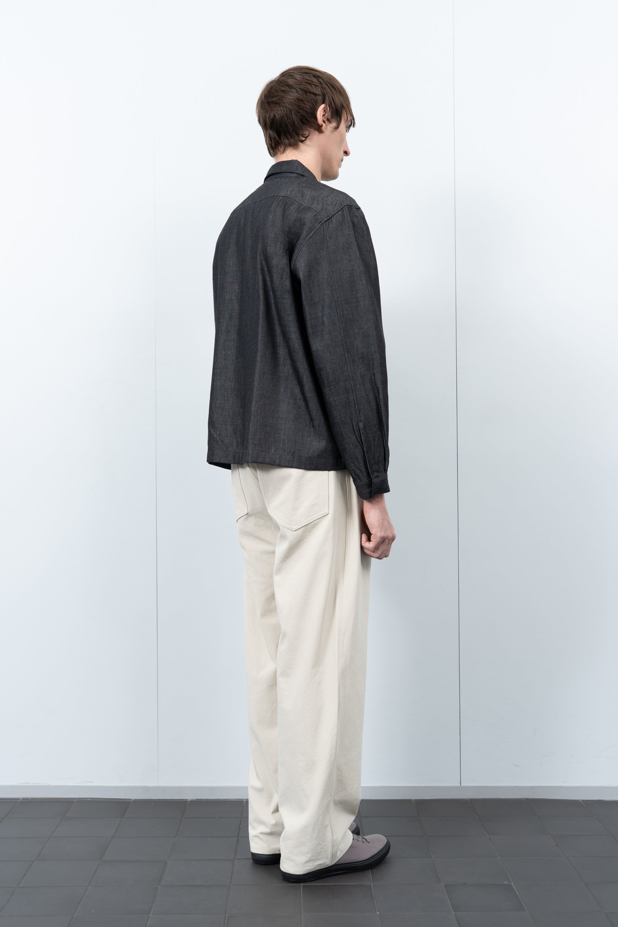 JOLIET ZIP SHIRT - BLACK CHAMBRAY