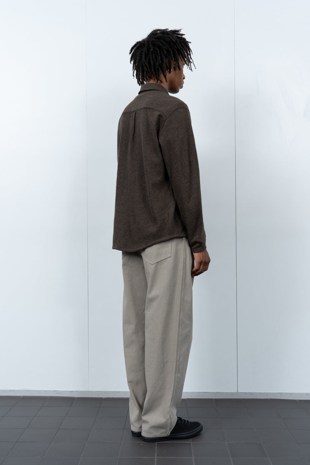 CRATER WOOL BUTTON UP - BROWN