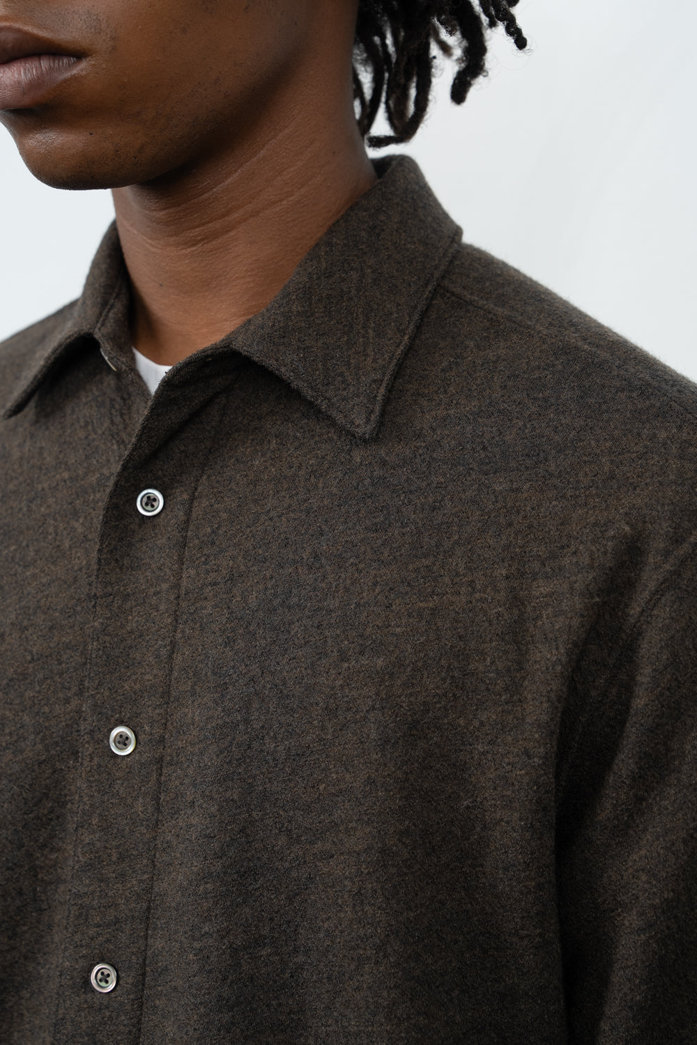 CRATER WOOL BUTTON UP - BROWN