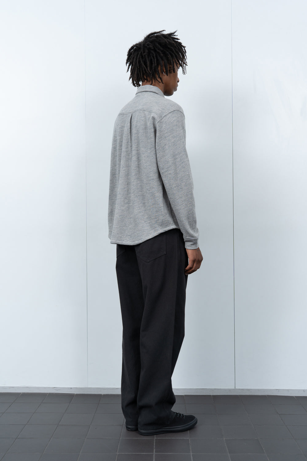CRATER WOOL BUTTON UP - HEATHER GREY