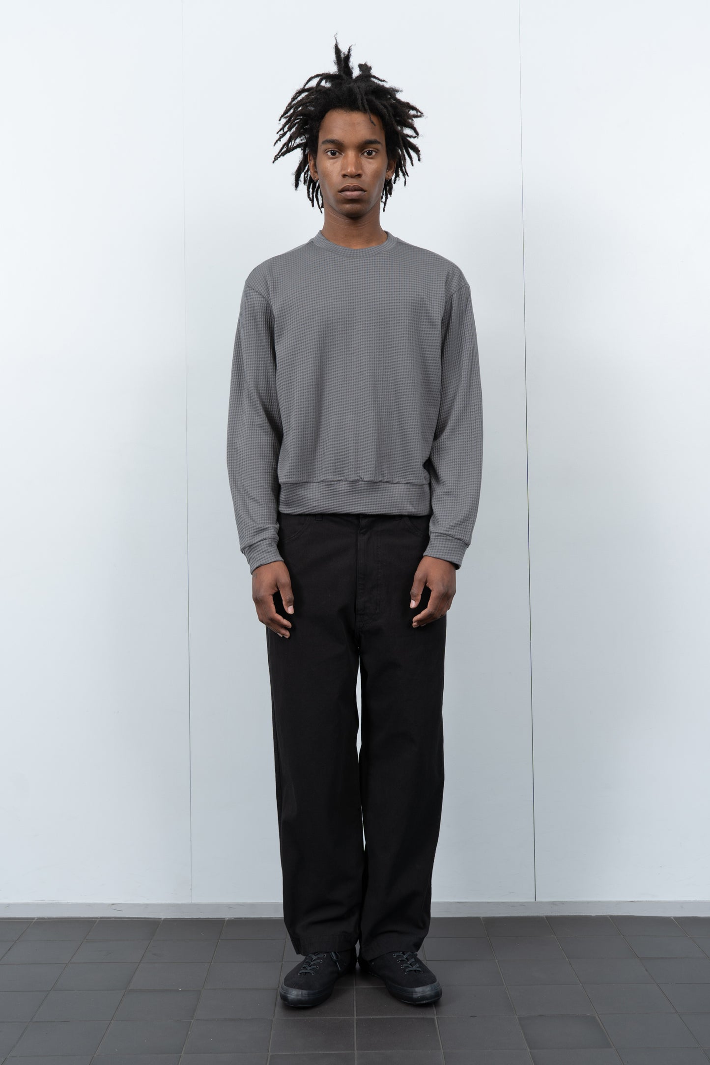 2-PLY GAUZE CREWNECK - PEWTER