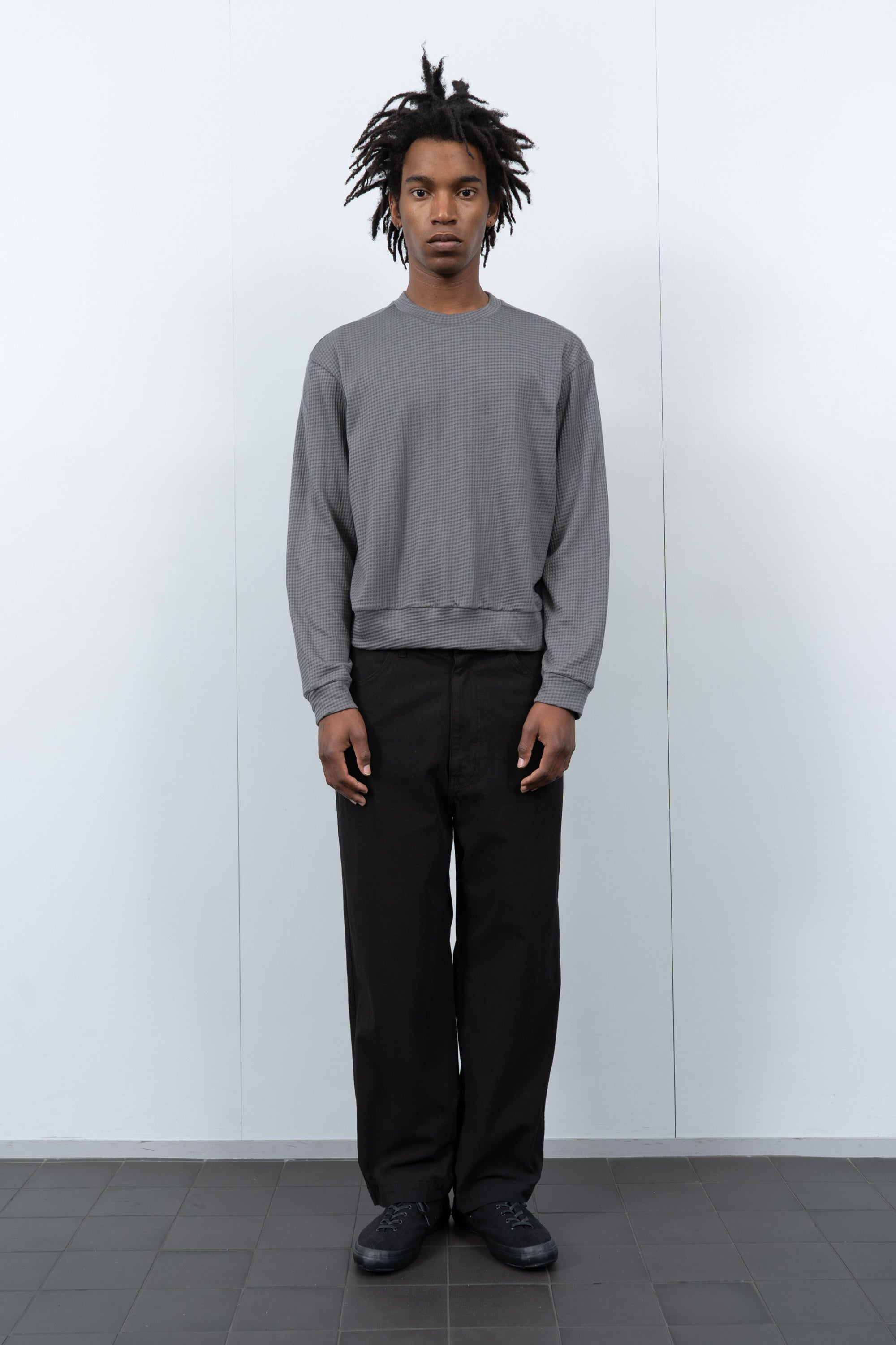 2-PLY GAUZE CREWNECK - PEWTER