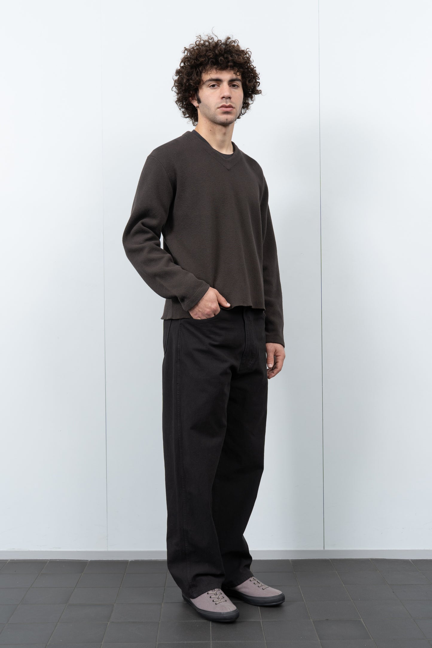 CROPPED V-NECK SWEATER - TIMBER