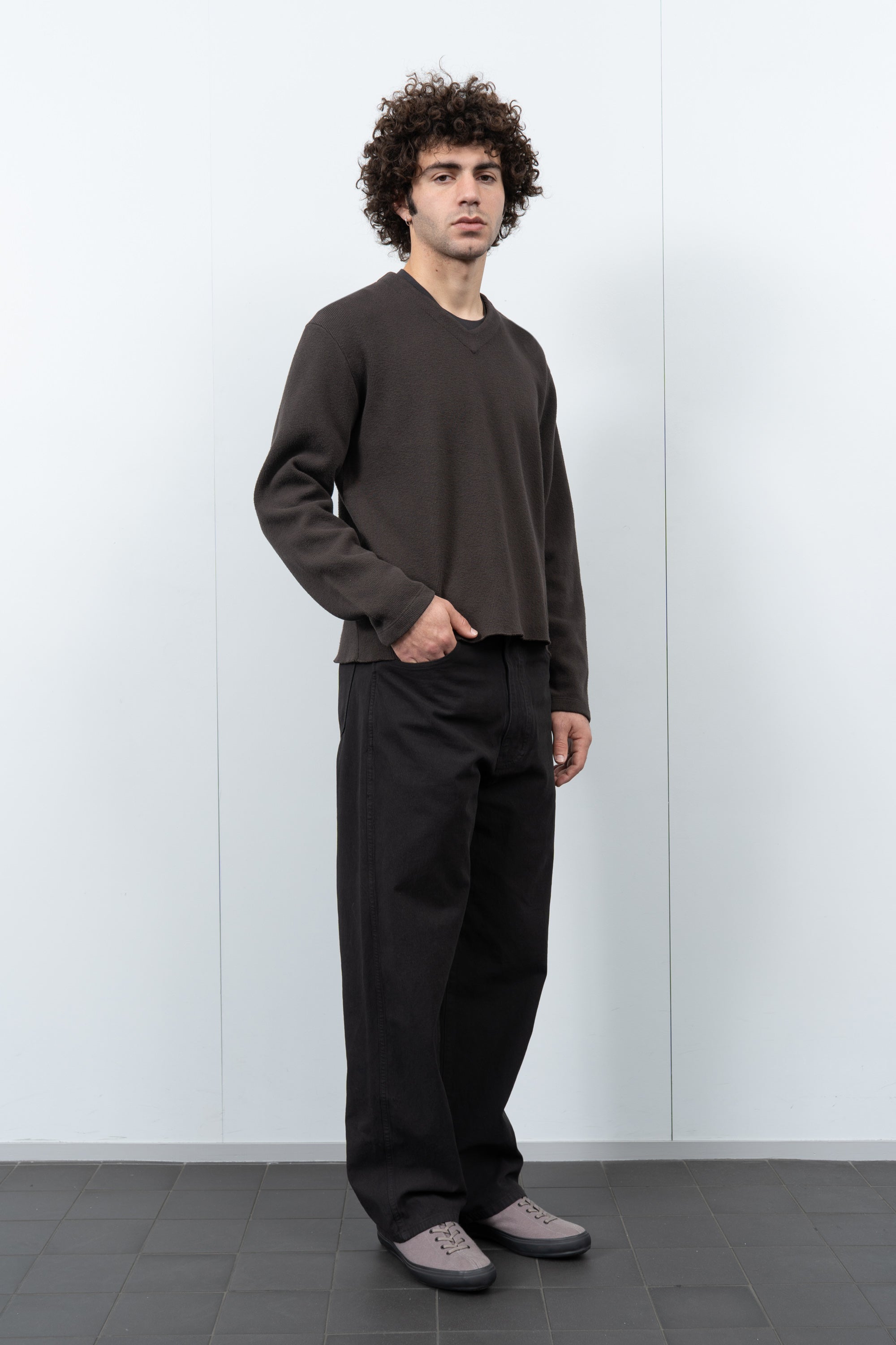 CROPPED V-NECK SWEATER - TIMBER