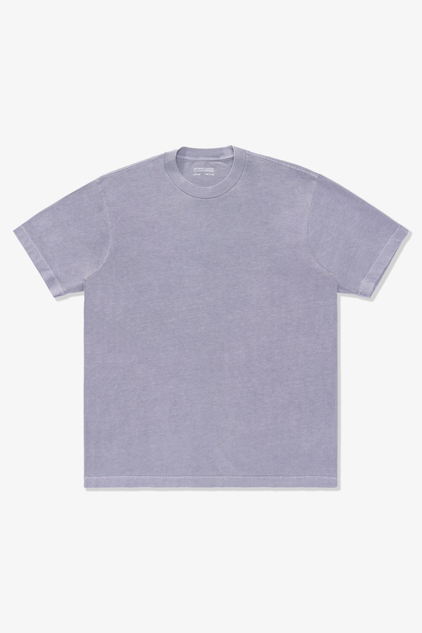Full-length lay-flat photo of LW102 Municipal T-shirt in lilac grey