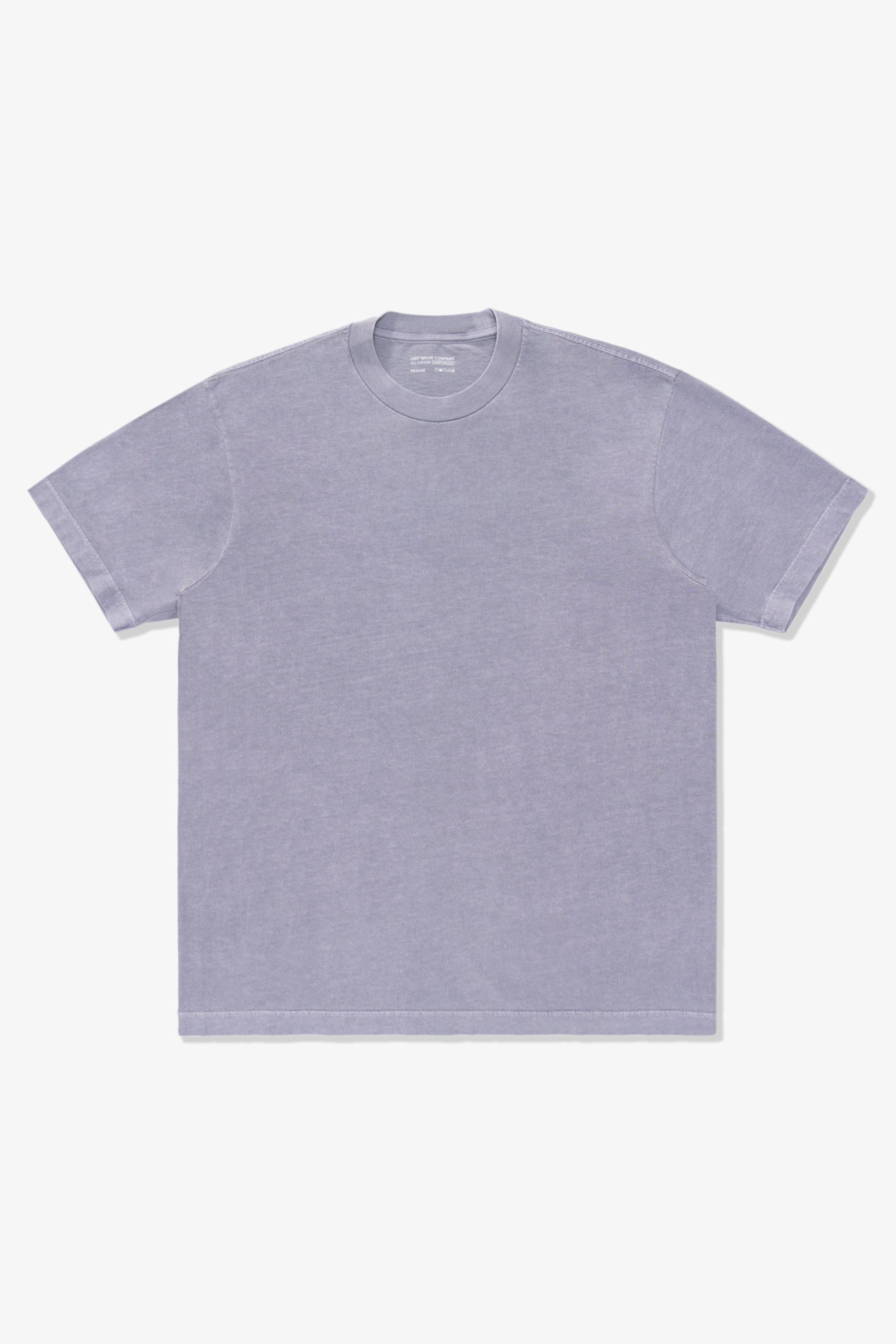 Full-length lay-flat photo of LW102 Municipal T-shirt in lilac grey