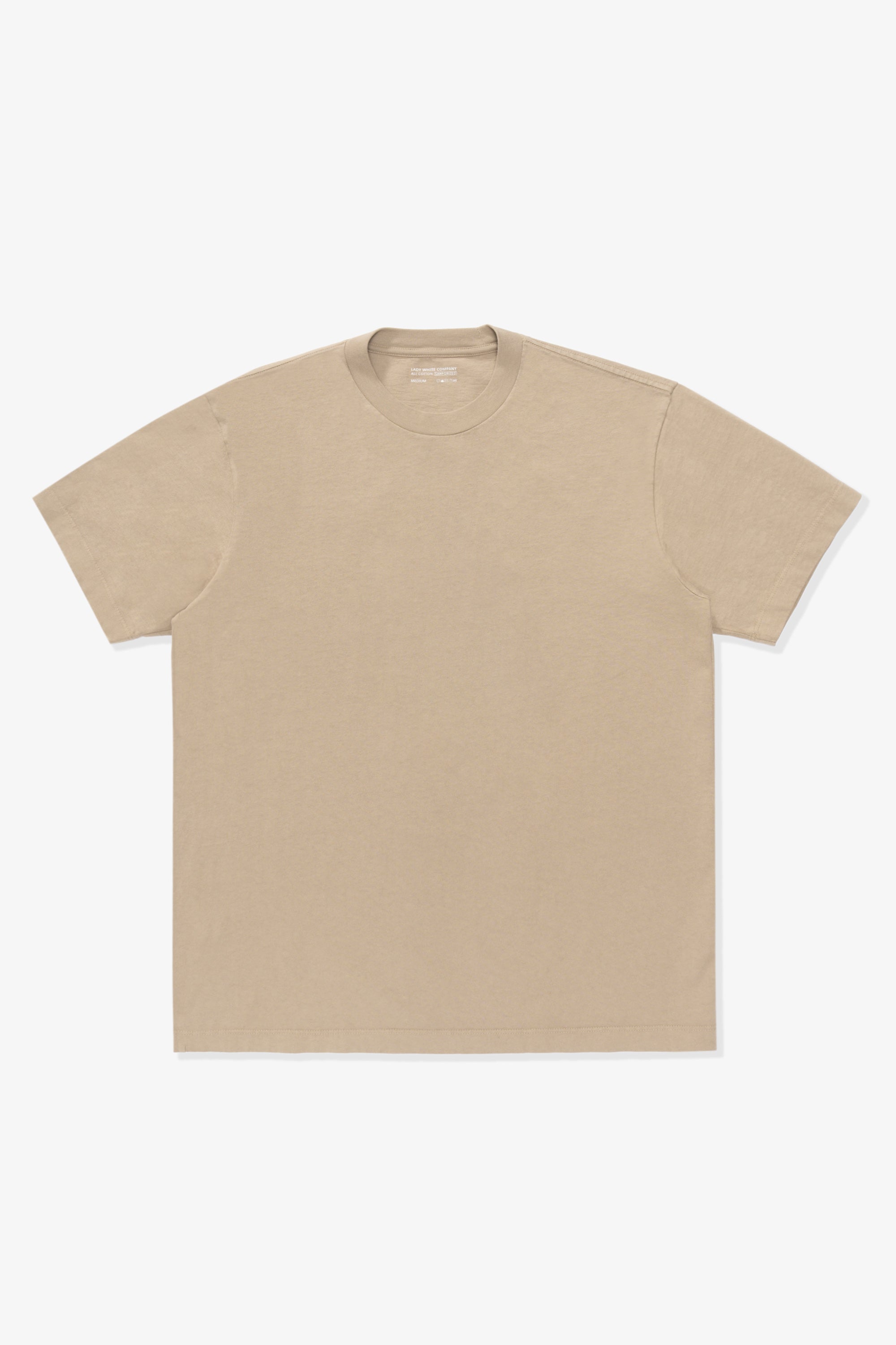 Full-length lay-flat photo of LW102 Municipal T-shirt in sand