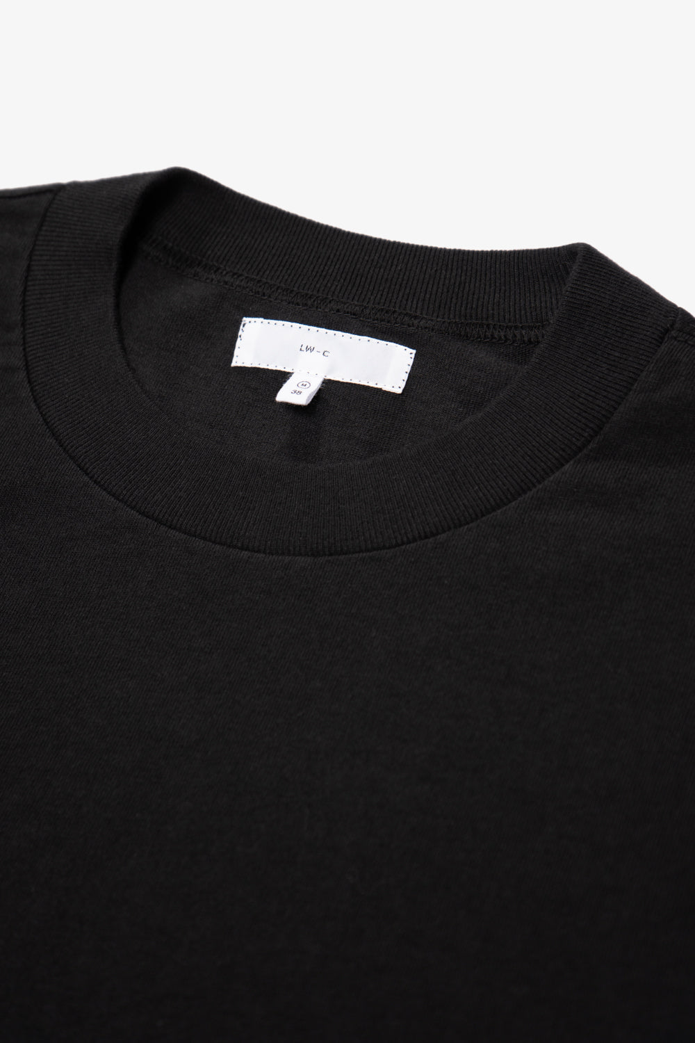 Close-up of collar of LW102LS LS Municipal Pocket T-shirt in black