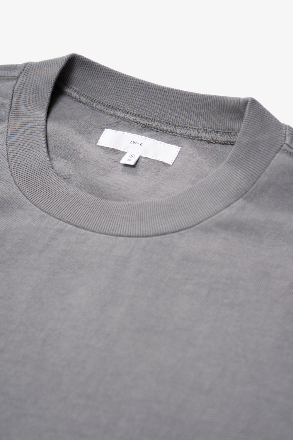 Close-up of collar of LW102LS LS Municipal Pocket T-shirt in kelp