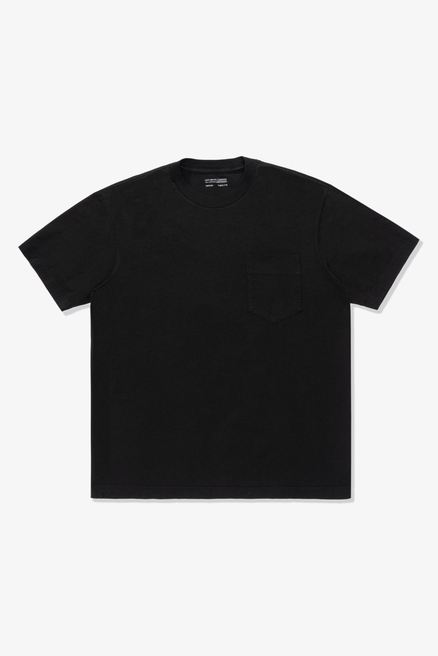 Full length lay-flat of LW103 Municipal Pocket T-shirt in black