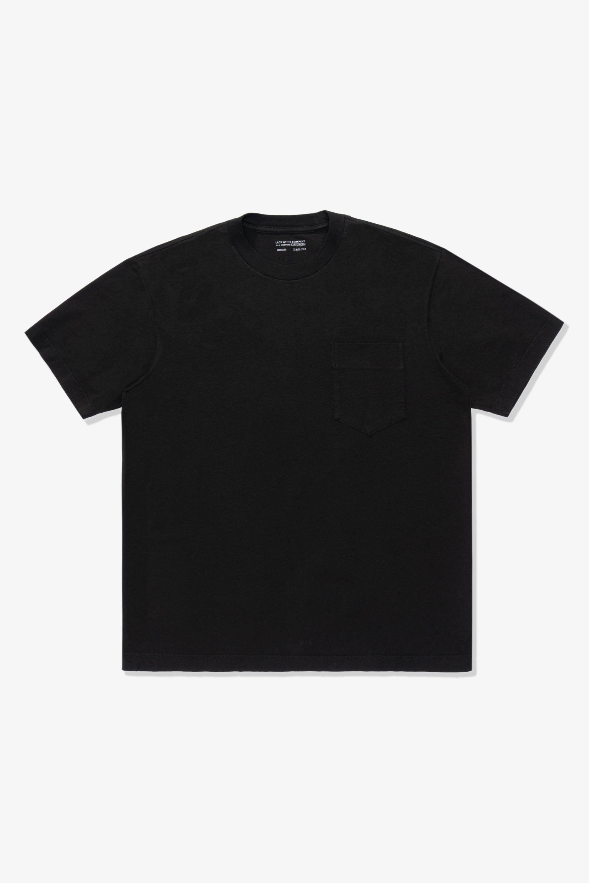 Full length lay-flat of LW103 Municipal Pocket T-shirt in black