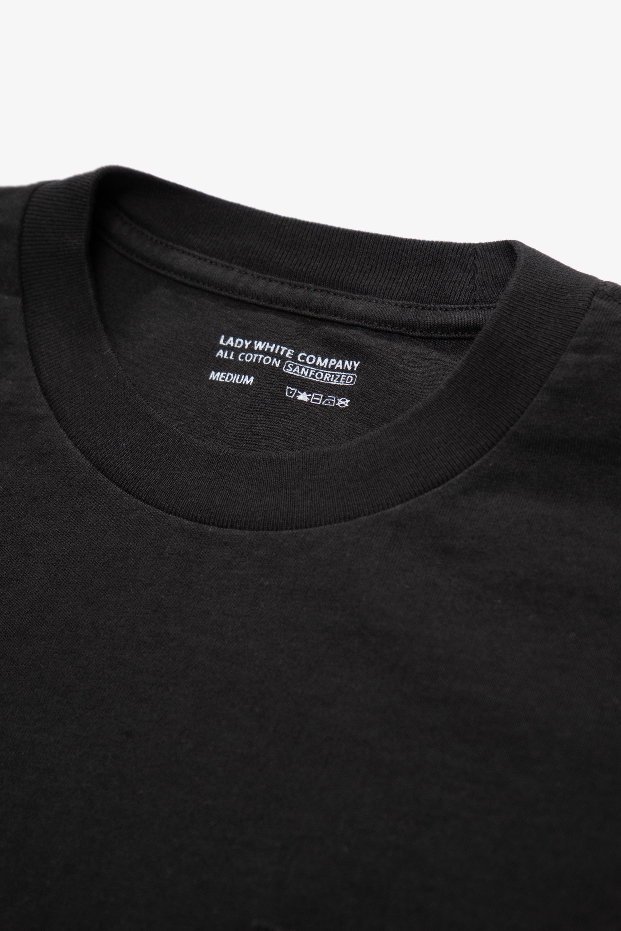 Close-up of collar of LW103 Municipal Packet T-shirt in black