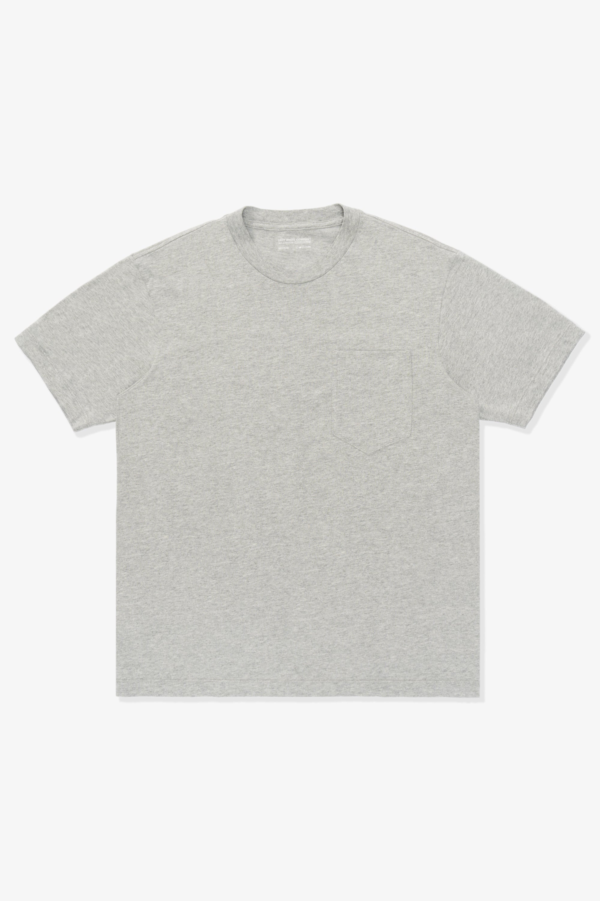 Full length lay-flat of LW103 Municipal Pocket T-shirt in heather gray 