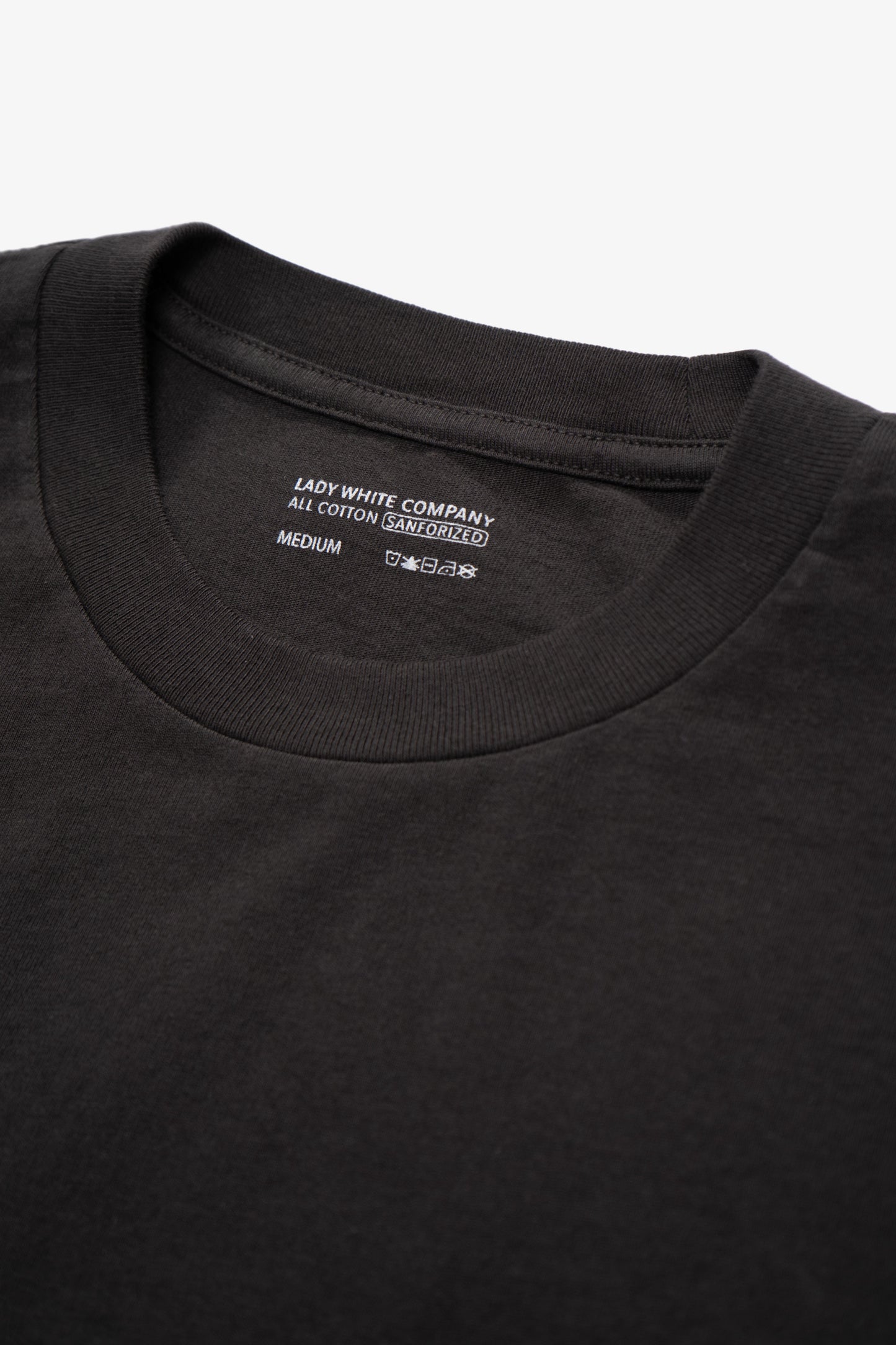 Close-up of collar of LW103 Municipal Packet T-shirt in shadow