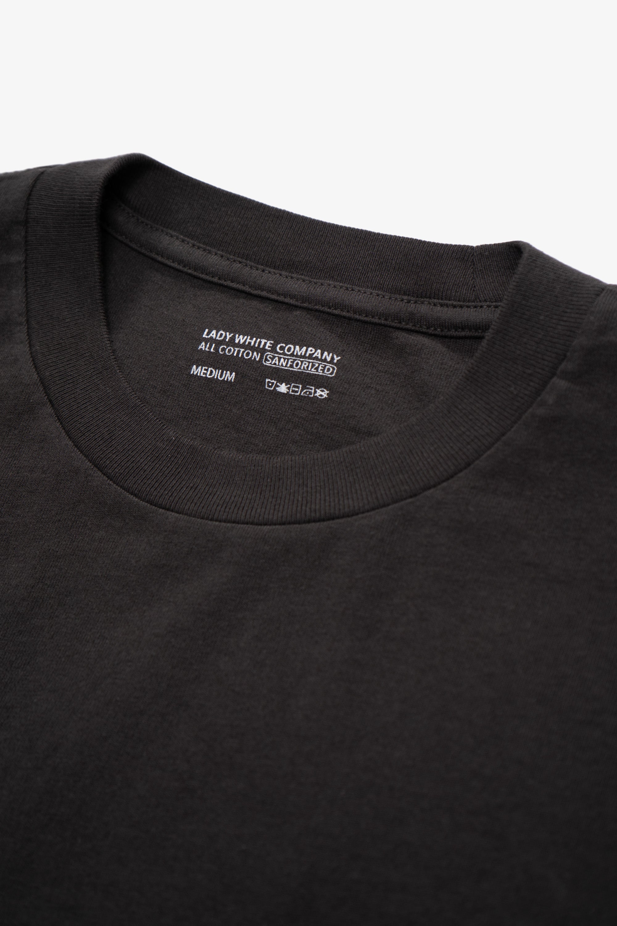 Close-up of collar of LW103 Municipal Packet T-shirt in shadow