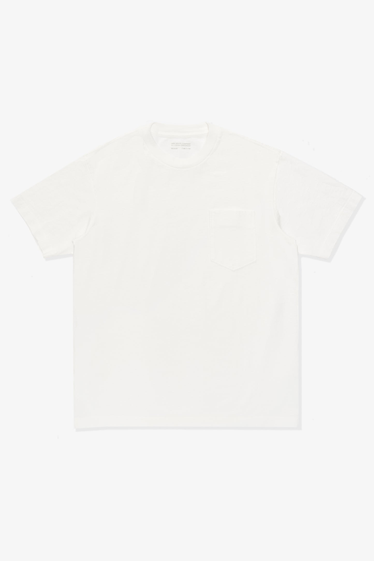Full length lay-flat of LW103 Municipal Pocket T-shirt in white