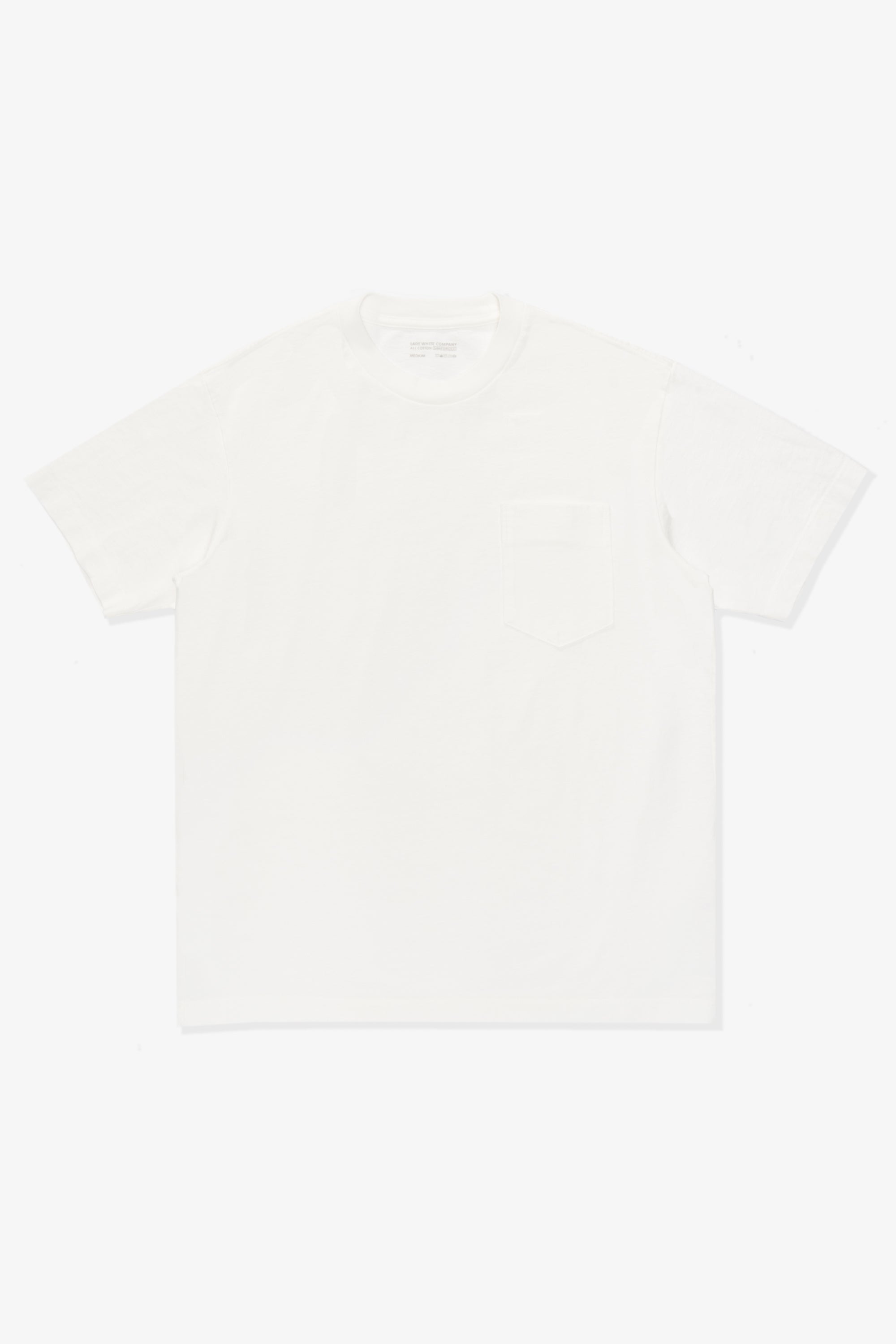 Full length lay-flat of LW103 Municipal Pocket T-shirt in white