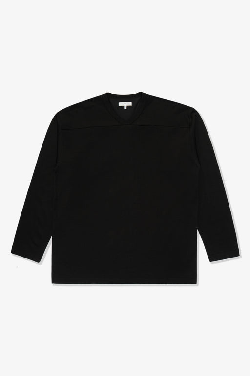 Full length flat-lay photograph of the LW135 LS Football T-shirt in Black