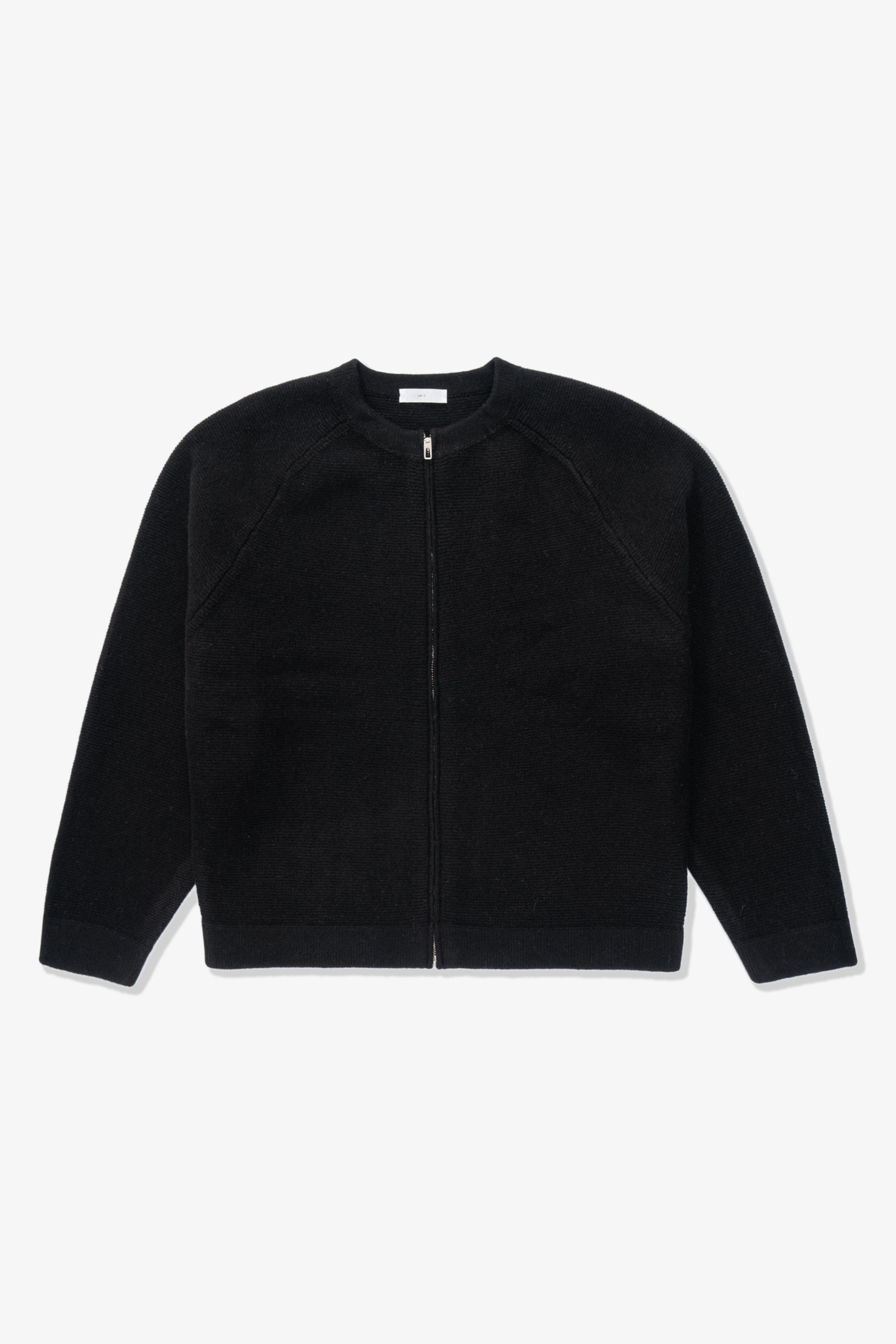 WOOL LINK ZIP CARDIGAN - BLACK