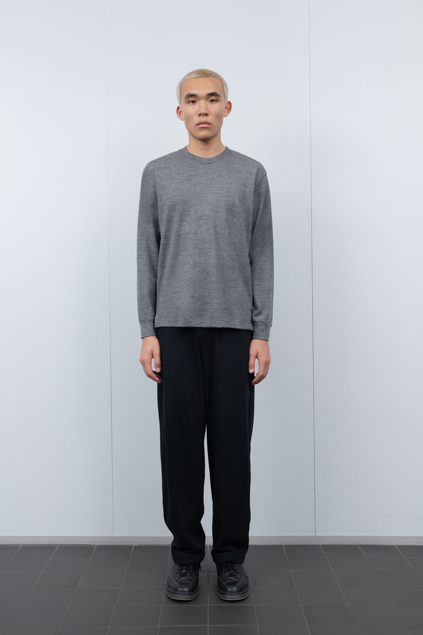 L/S WOOL T-SHIRT - HEATHER GREY