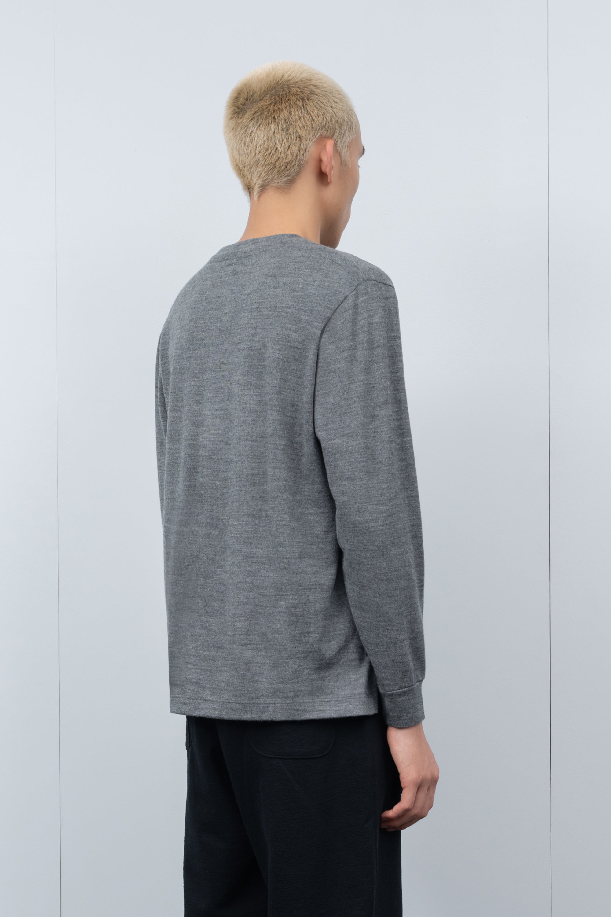 L/S WOOL T-SHIRT - HEATHER GREY