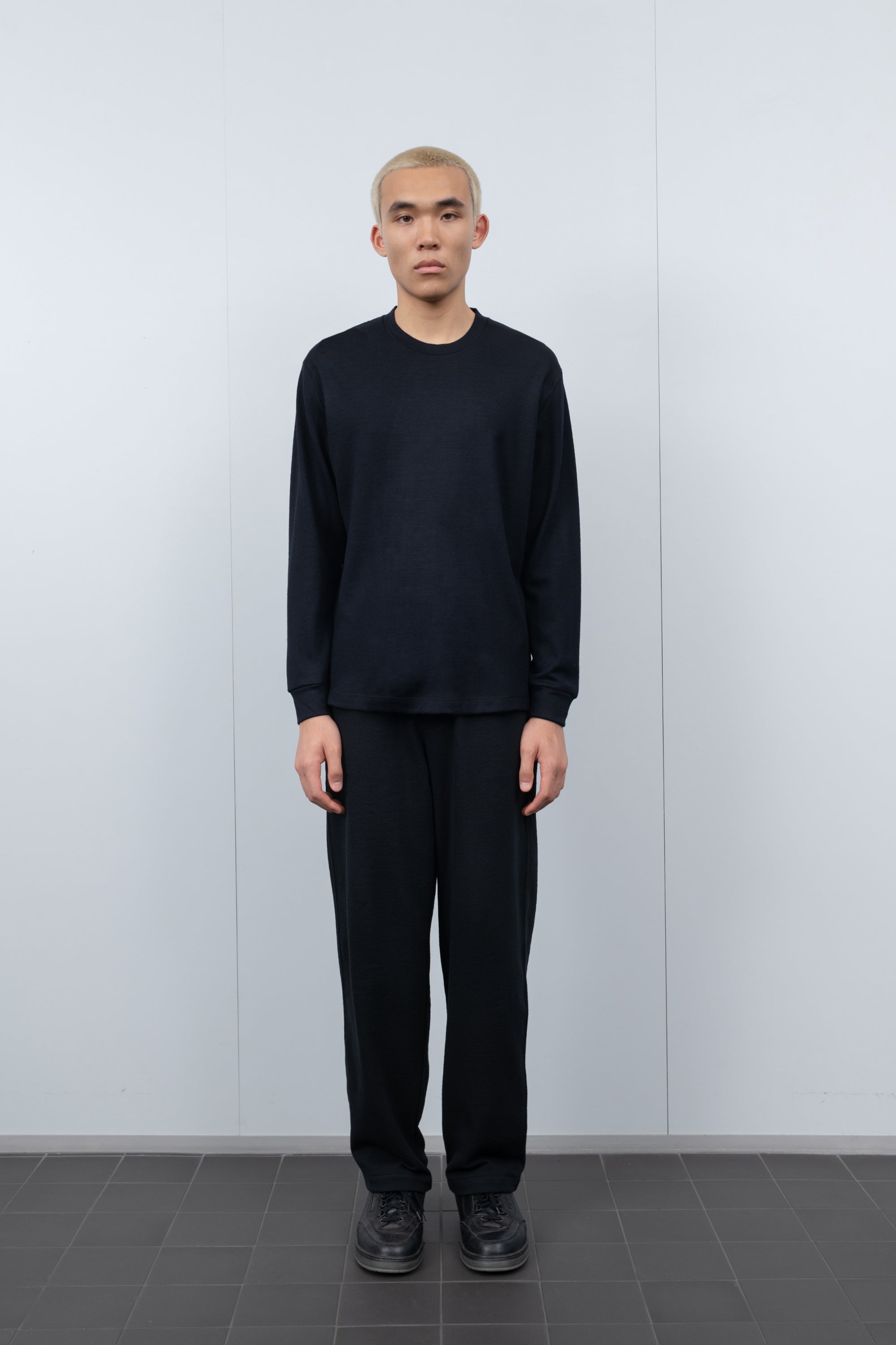 L/S WOOL T-SHIRT - NAVY