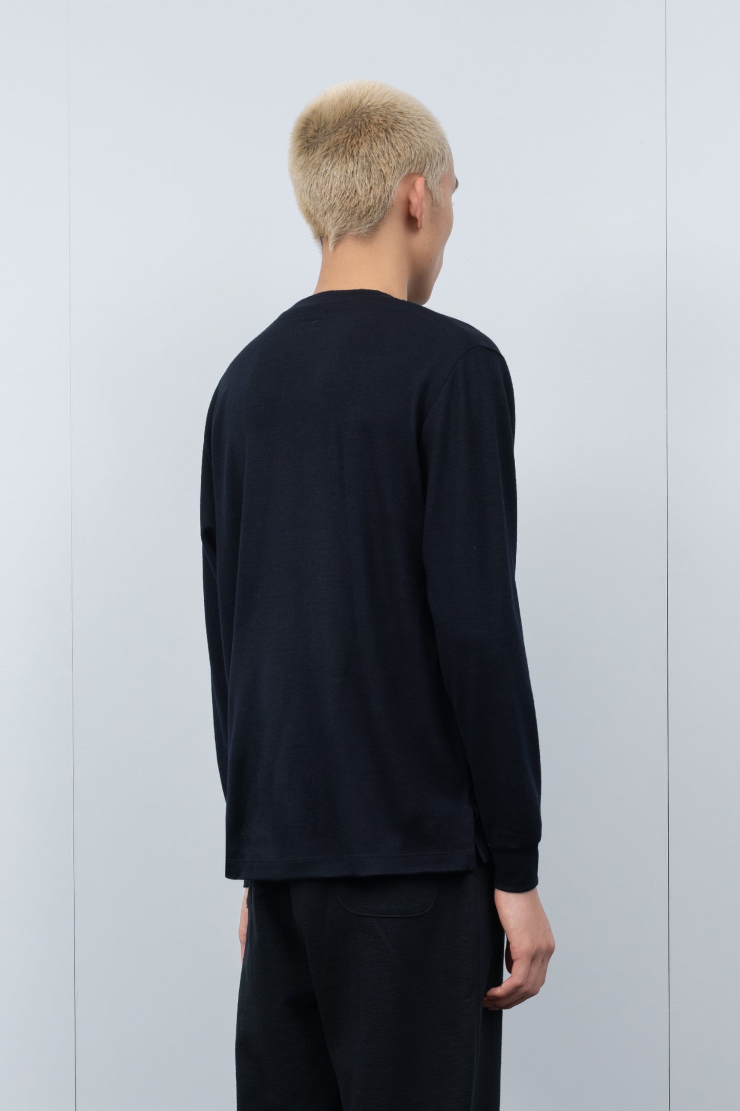 L/S WOOL T-SHIRT - NAVY