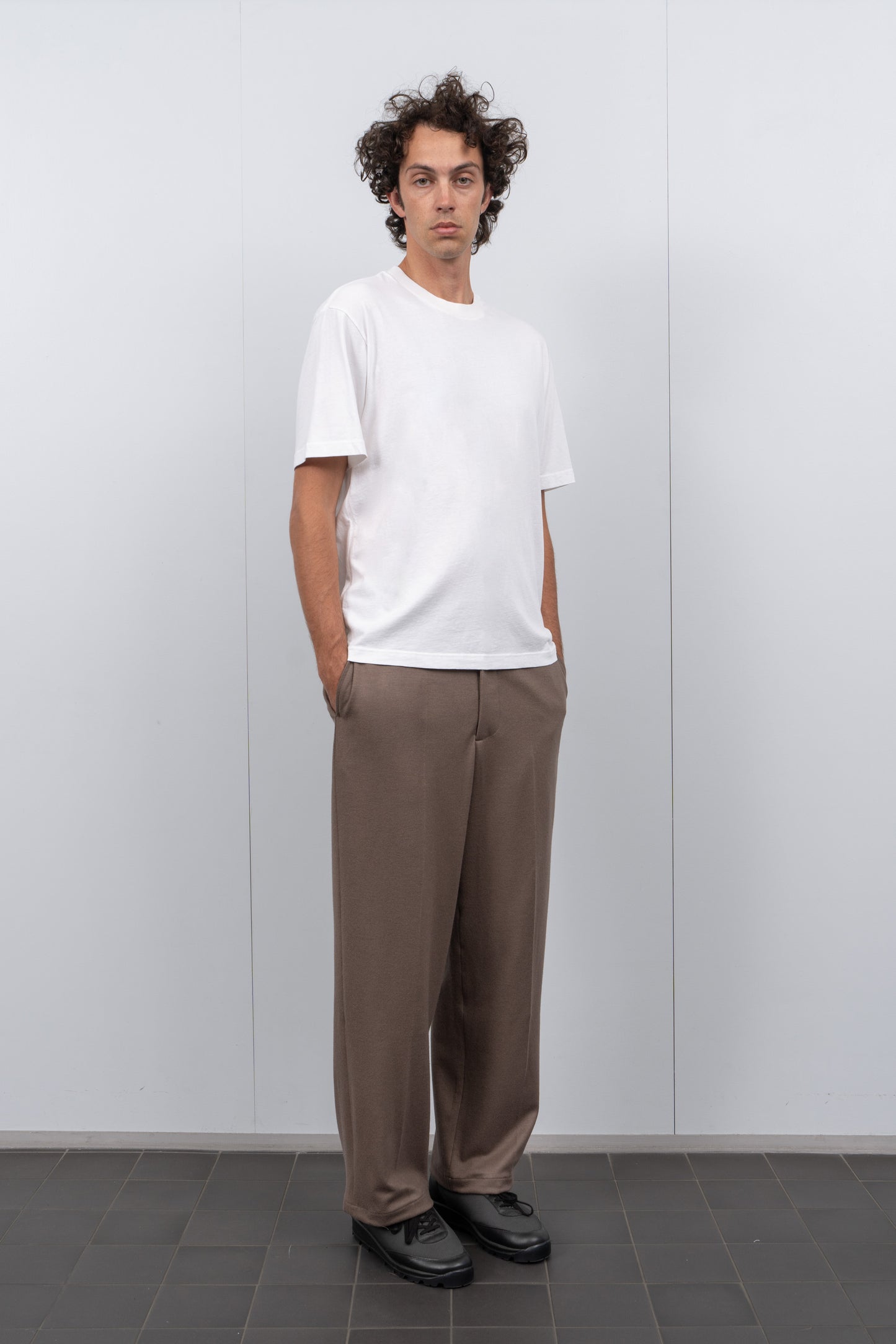 WOOL JERSEY PANT - CEMENT