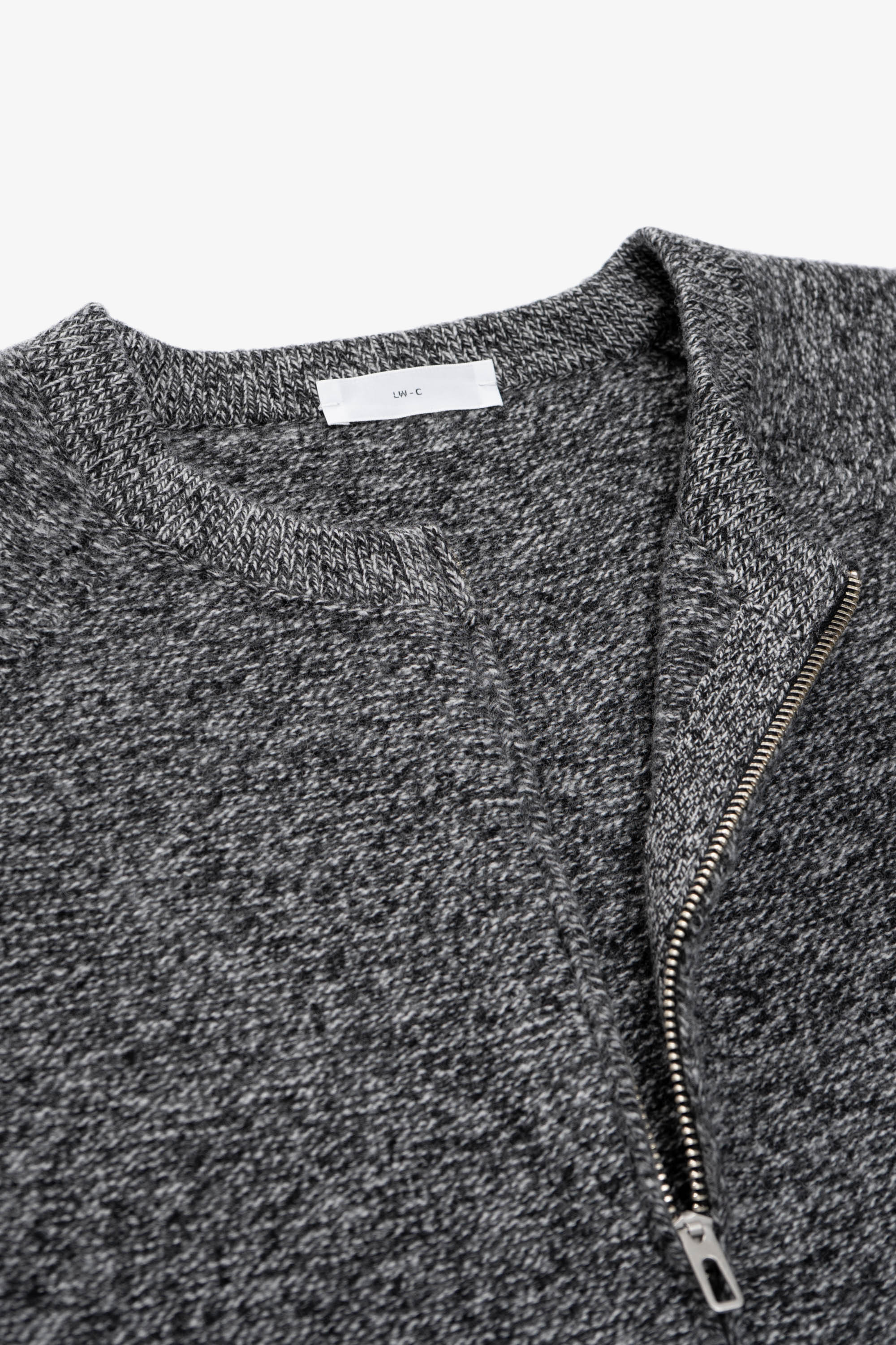 WOOL LINK ZIP CARDIGAN - BLACK TWIST