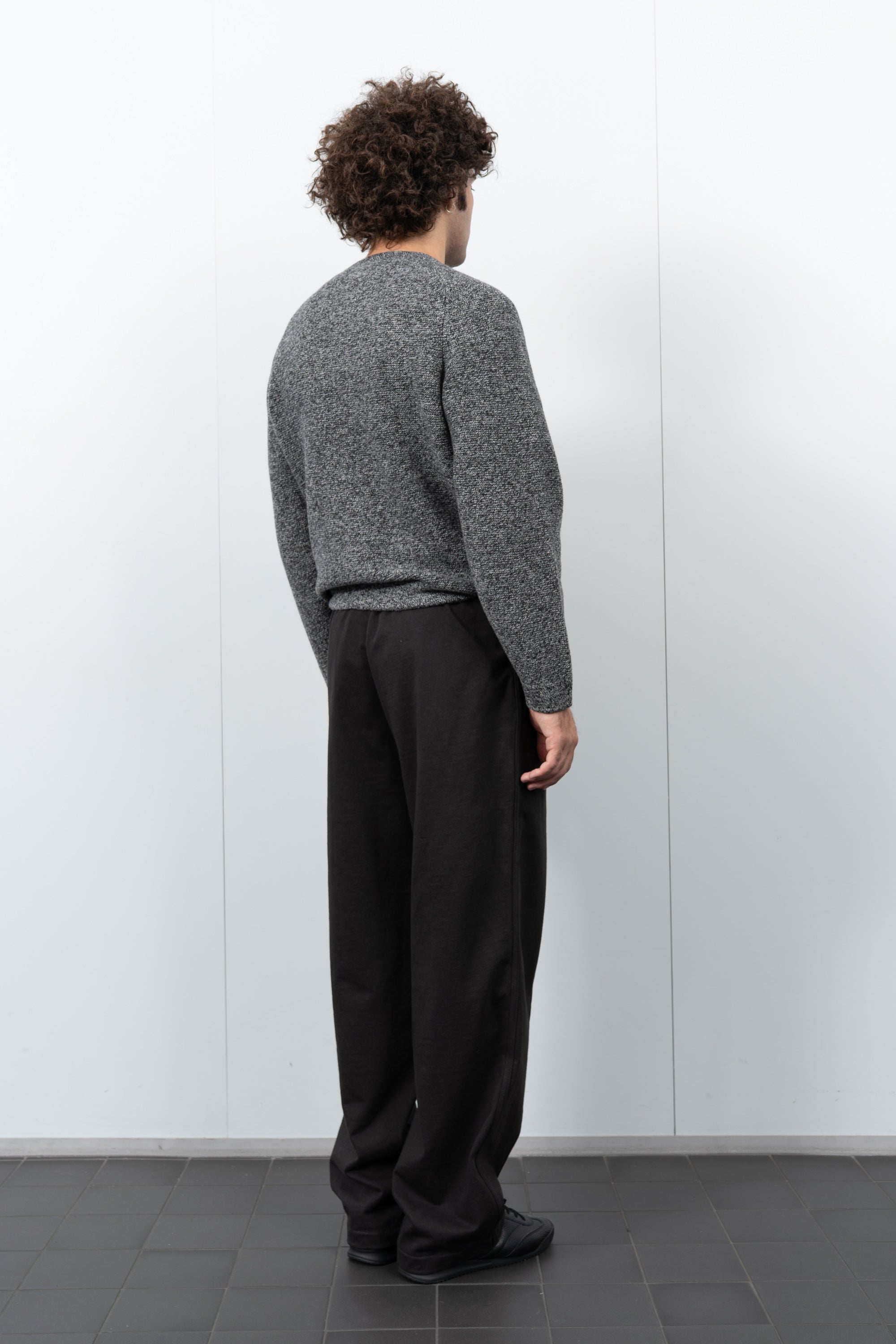 LW1430 Wool Link Zip Cardigan on a model