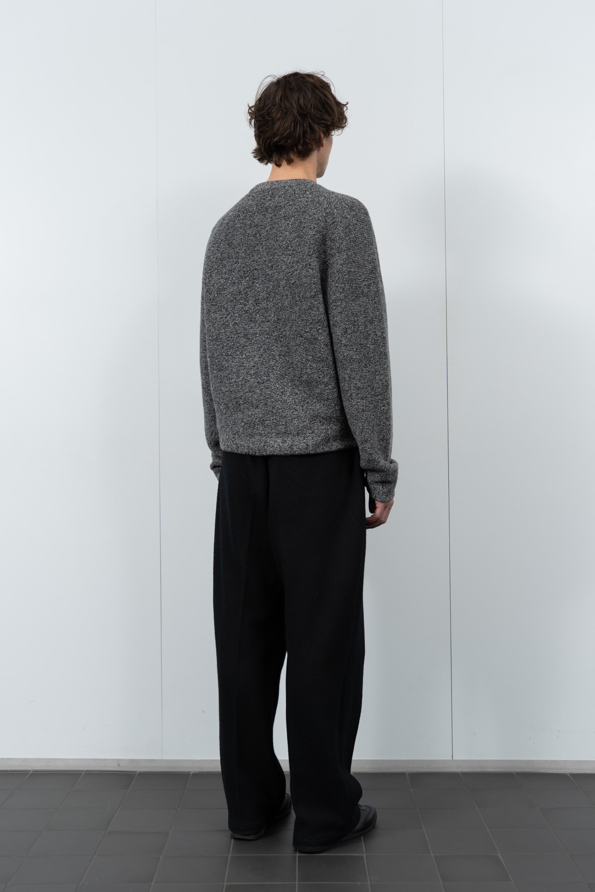 WOOL LINK ZIP CARDIGAN - BLACK TWIST