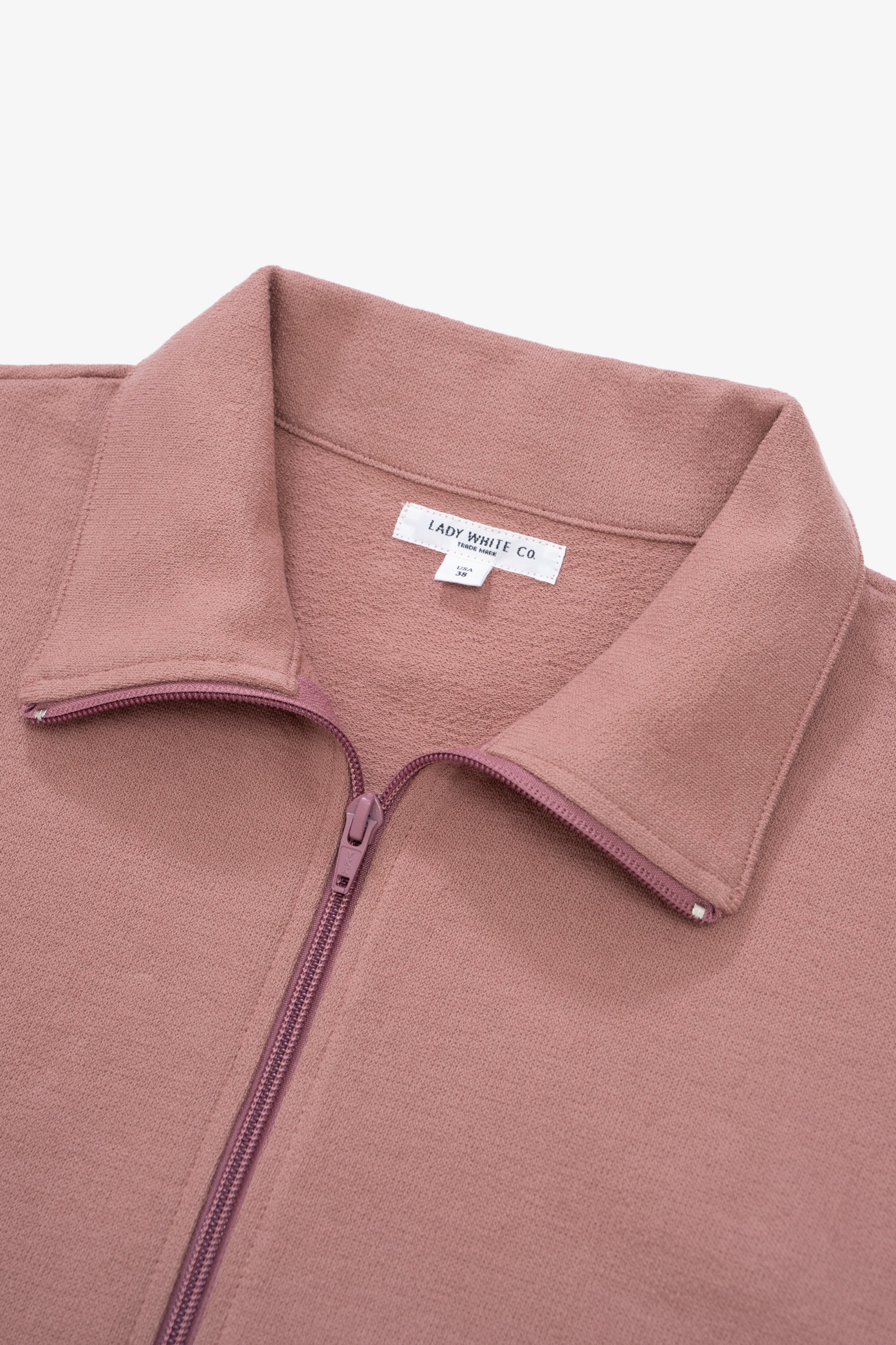 TEXTURED FULL ZIP - DEEP MAUVE