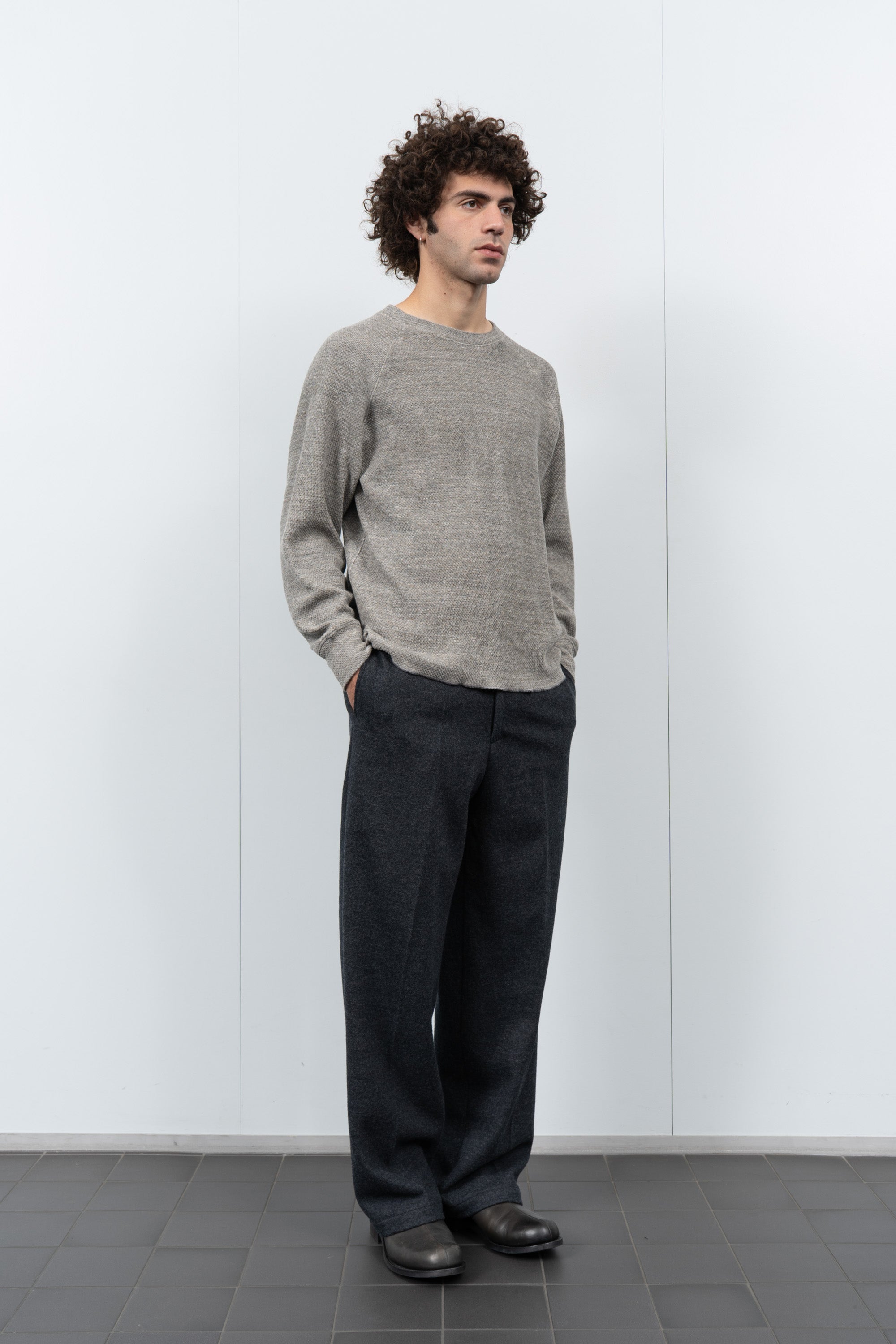 トップス PROV WAFFLE RAGLAN THERMAL GREY/NAVY Thermal Knit Tops