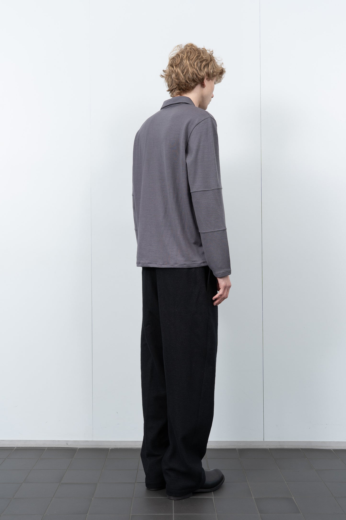 WOOL JERSEY POLO - SLATE GREY