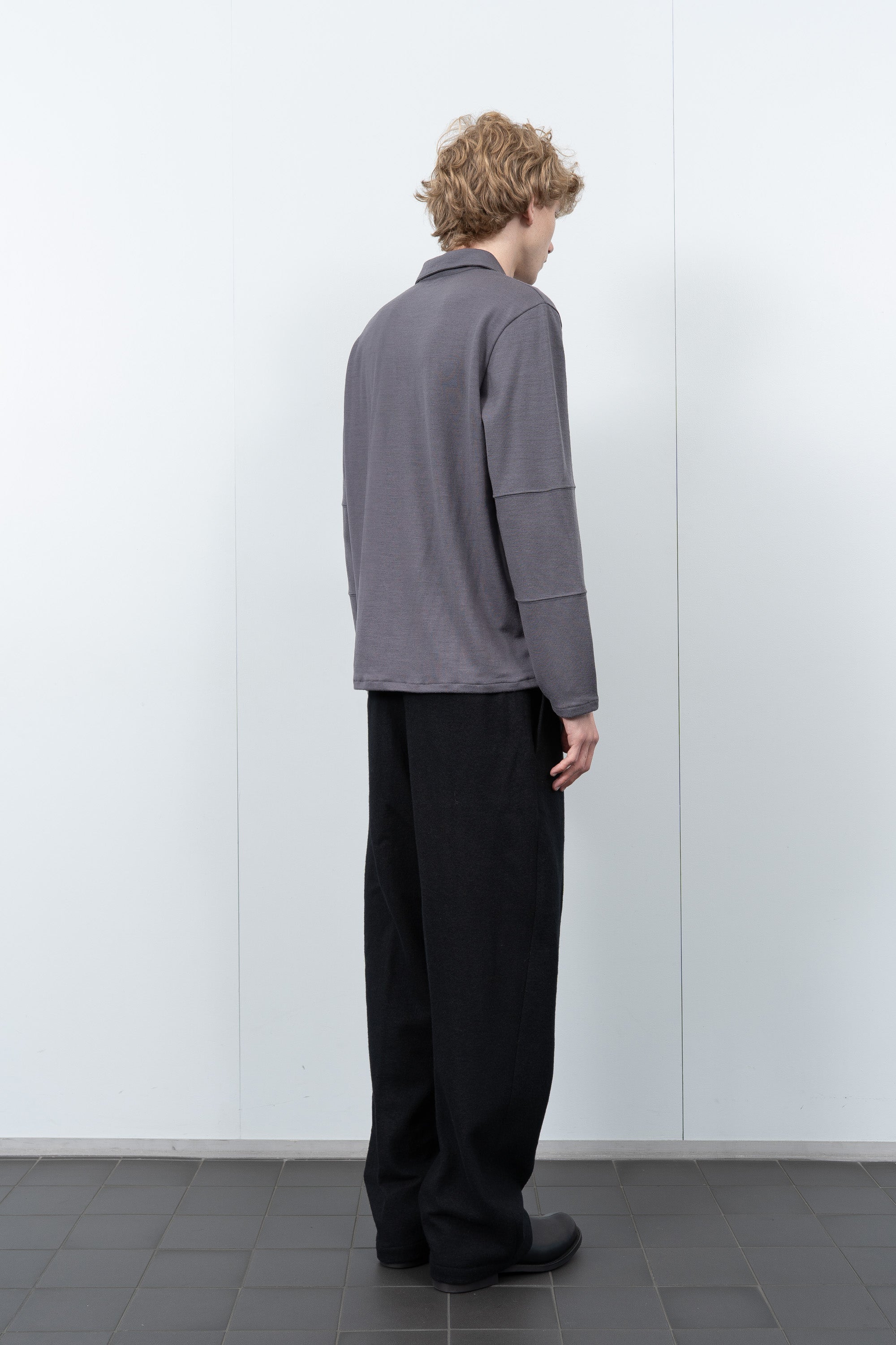 WOOL JERSEY POLO - SLATE GREY