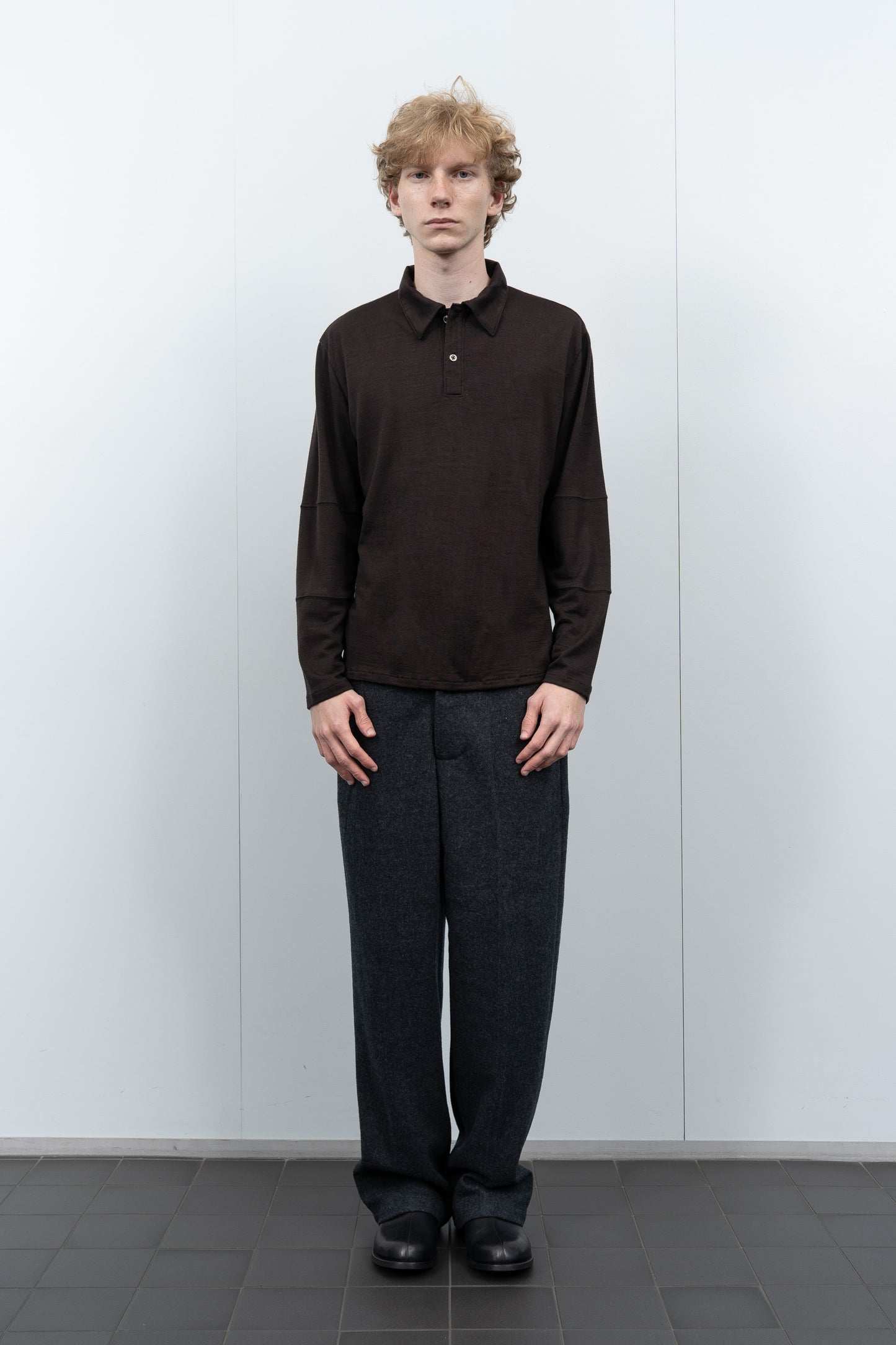 WOOL JERSEY POLO - WOODBERRY