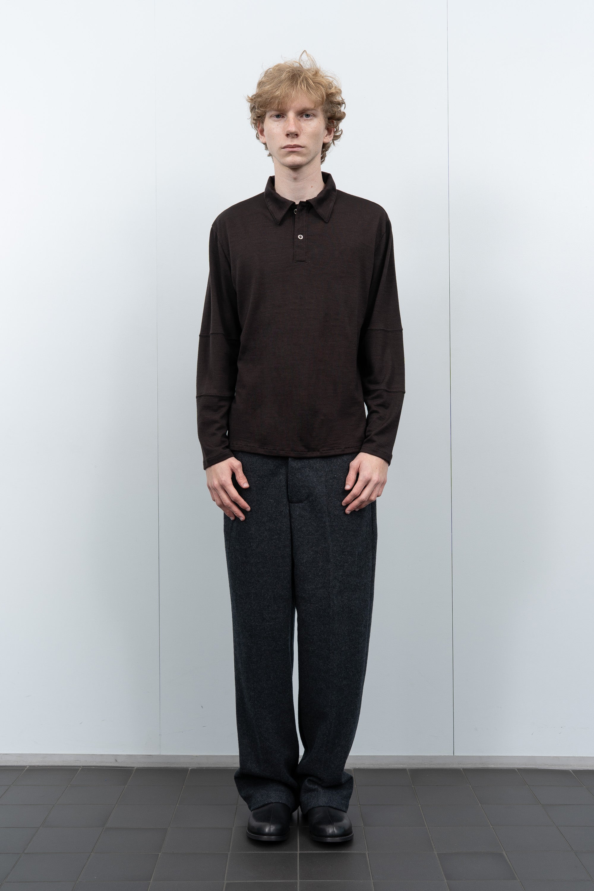 WOOL JERSEY POLO - WOODBERRY