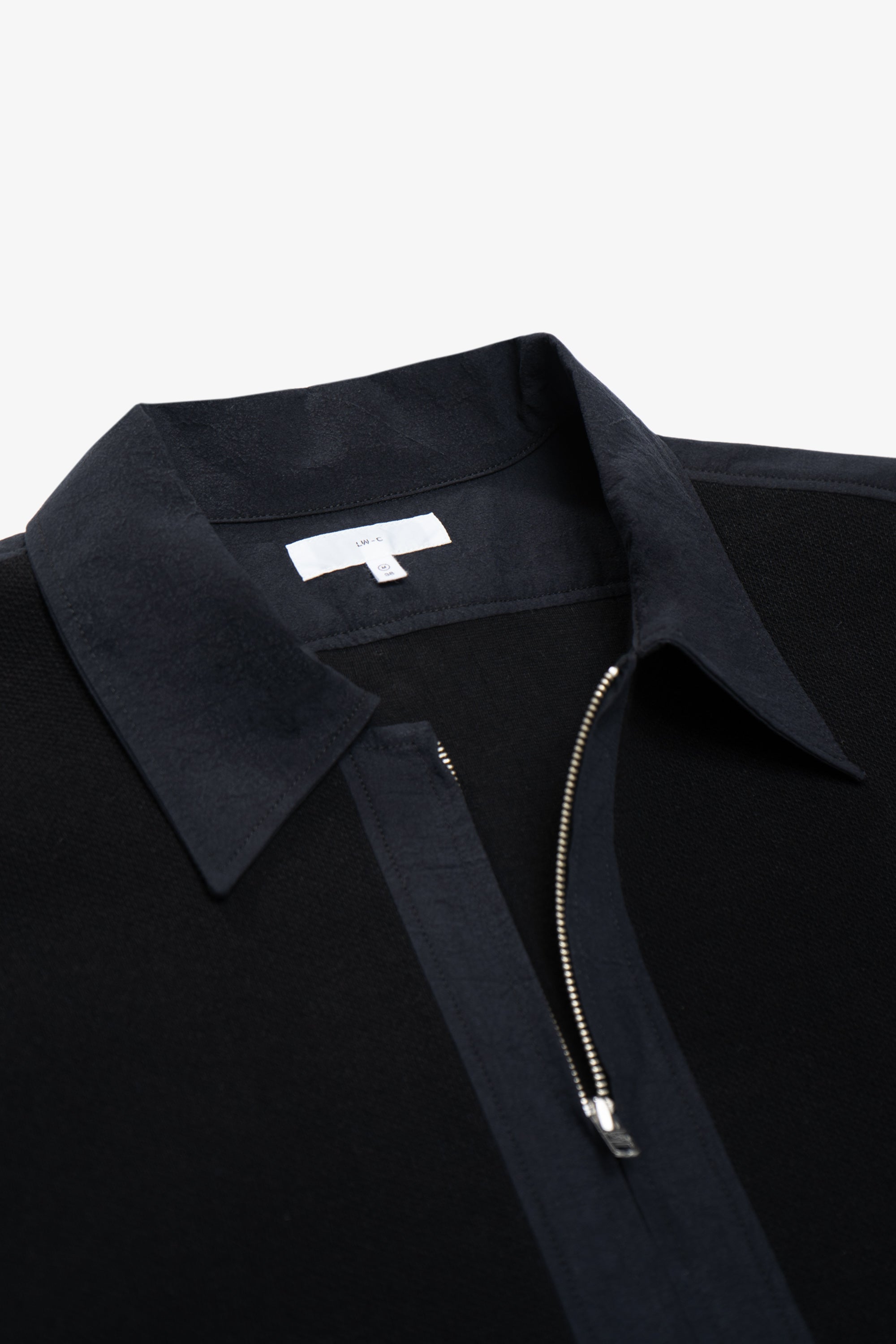 DOUBLE KNIT ZIP SHIRT - BLACK – LADY WHITE CO.