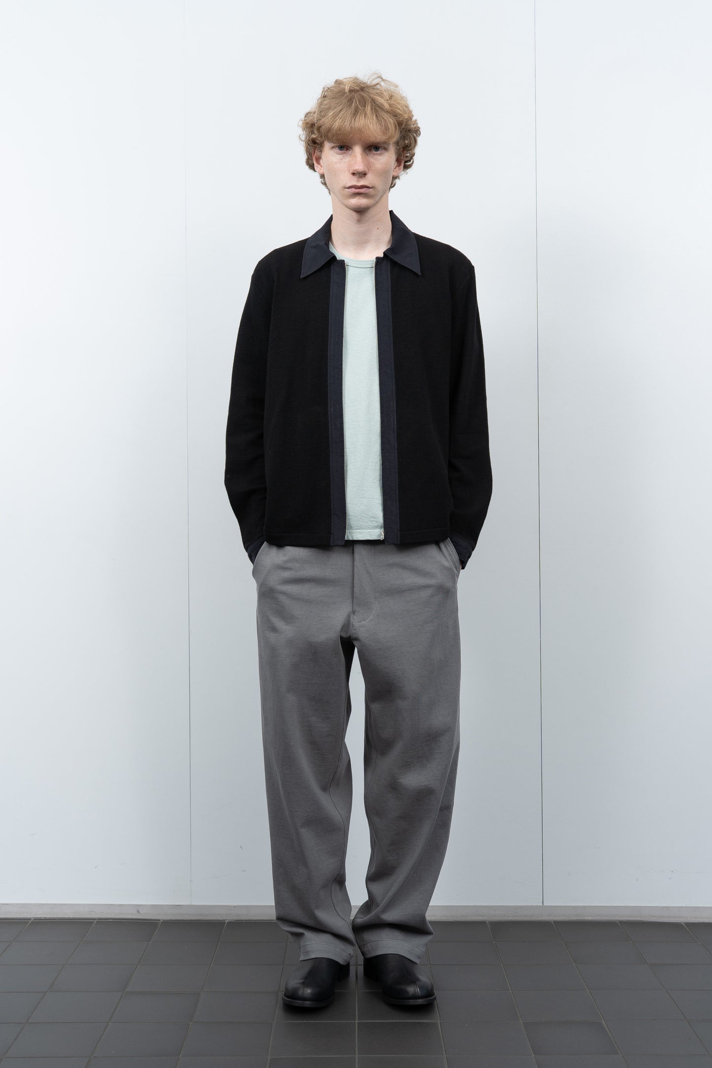 DOUBLE KNIT ZIP SHIRT - BLACK