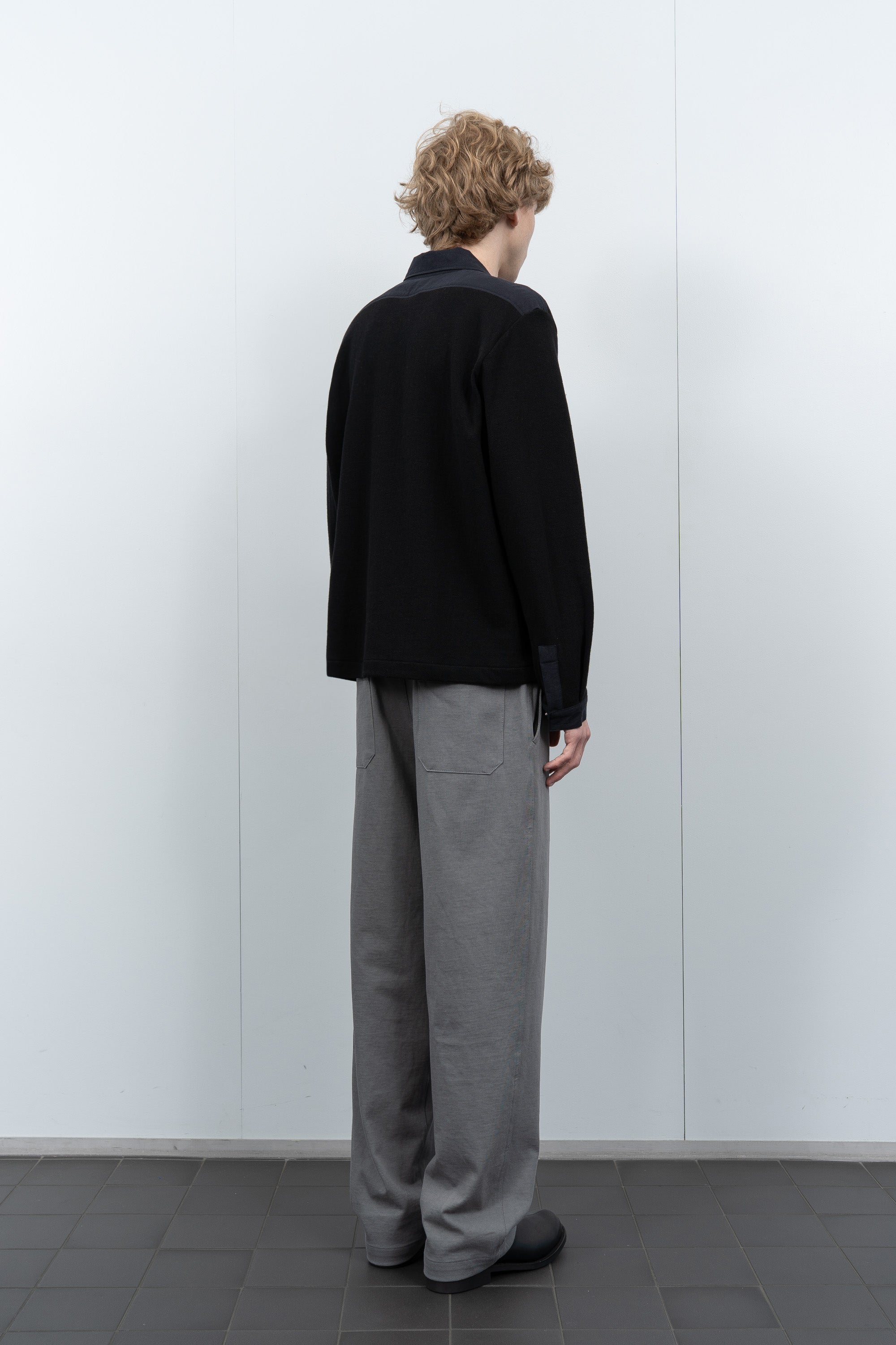 DOUBLE KNIT ZIP SHIRT - BLACK – LADY WHITE CO.