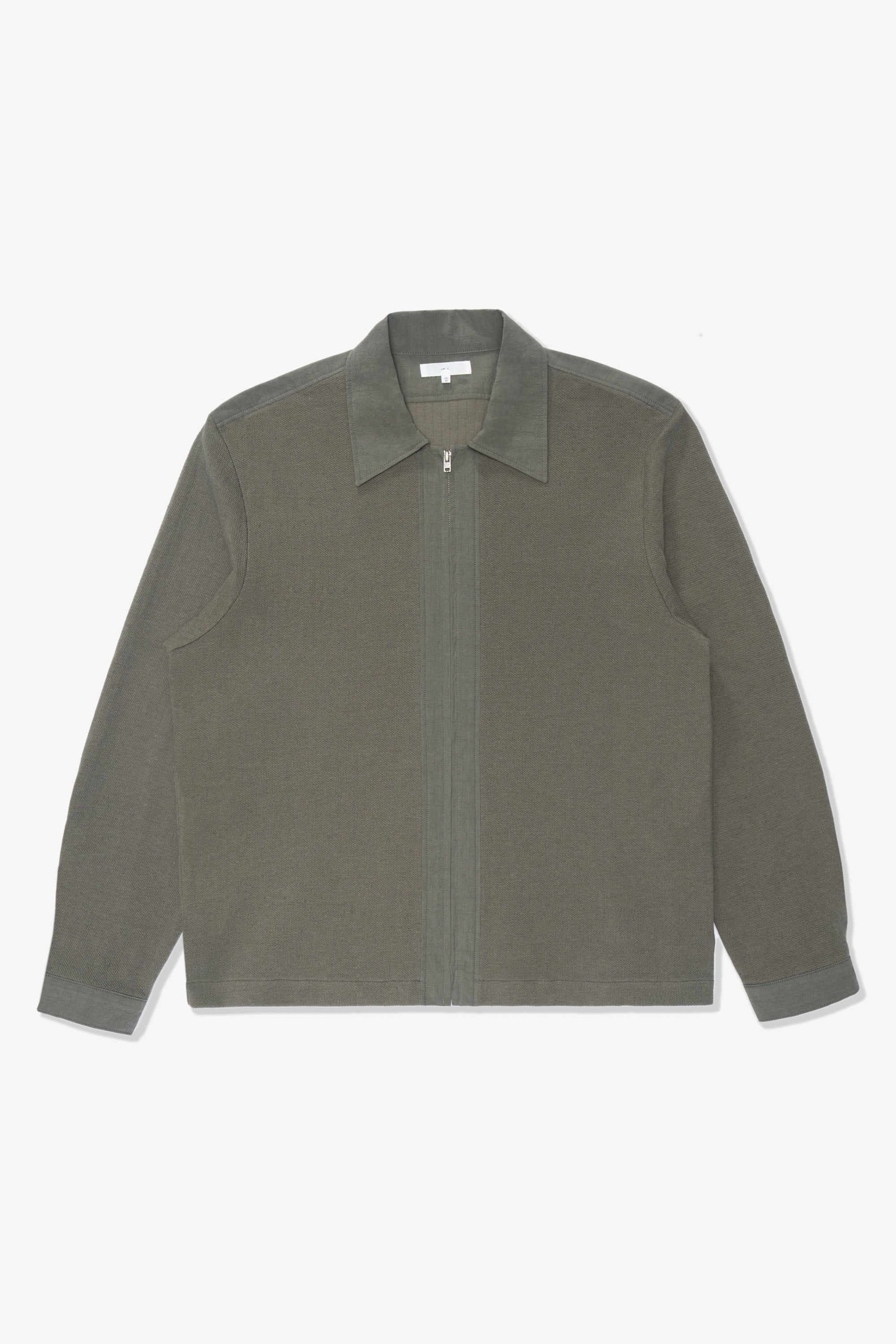 Overhead lay-flat image of LW416CL Double Knit Zip Shirt